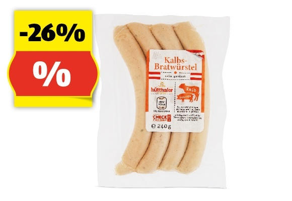 GENUSS 100% AUS ÖSTERREICH Kalbsbratwürstel, 240 g