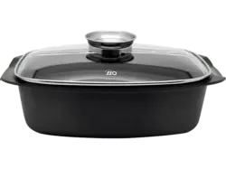 ELO 8413226 Alucast Bräter (mit Glasdeckel, Backofenfest, für alle Herdarten, Schwarz, Aluguss / Glas & Edelstahl)