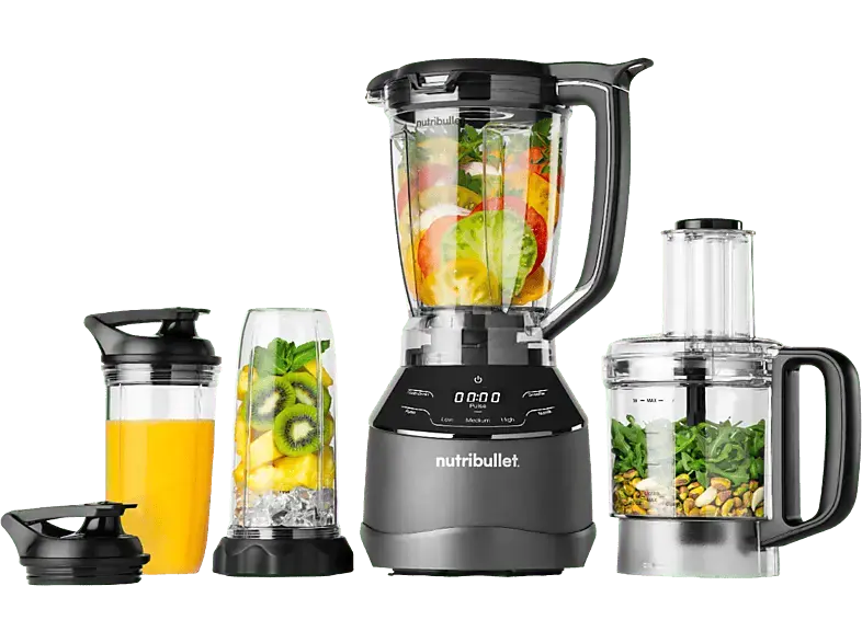 Nutri Bullet NBF 580B Trible Prep System Standmixer 3in1 (Schwarz, 1500 Watt, 1.8 l)