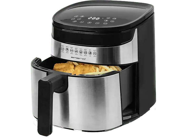 Emerio AF-129084 Smart Fryer Heißluftfritteuse (4,5 l, 1300 Watt, Silber)