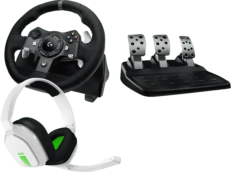 LOGITECH G Bundle, G920 Rennlenkrad + Pedale (Xbox Series X S/, Xbox One, PC) Astro A10 Kopfhörer; Rennlenkrad + Kabelgebundenes Headset