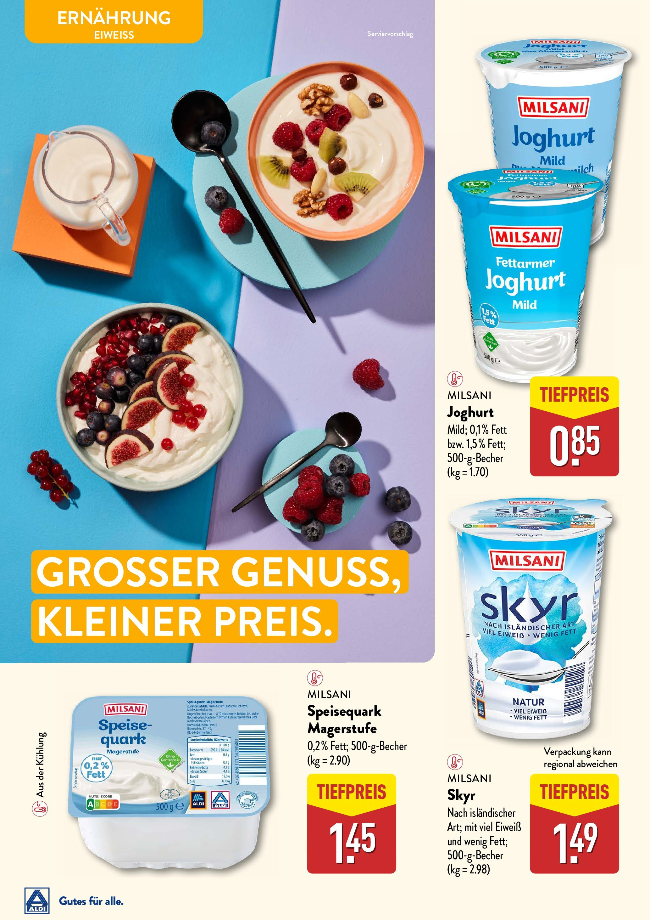 Aldi Fitness (ab 02.01.2025) » Angebote Online | Seite: 22 | Produkte: Quark, Skyr, Zucker, Speisequark