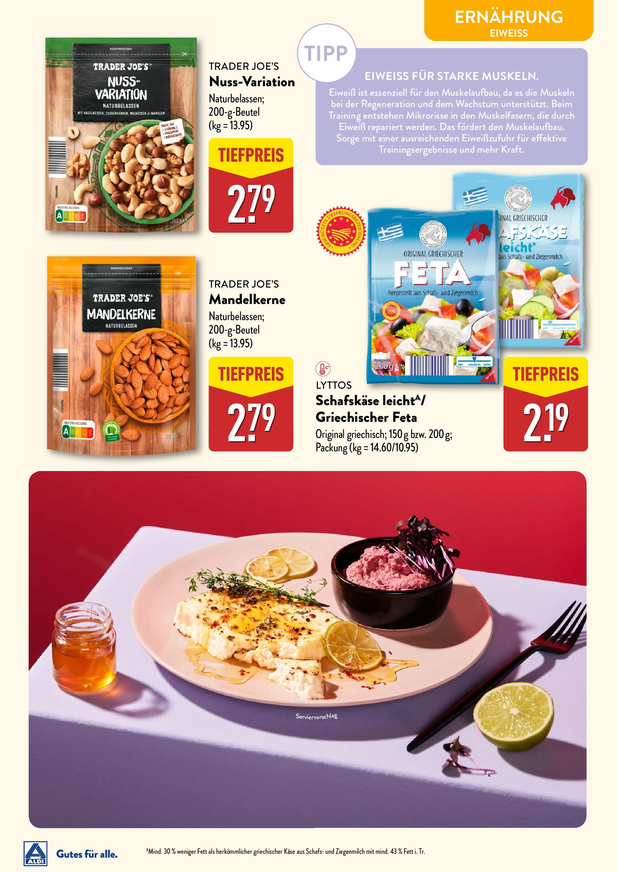 Aldi Fitness (ab 02.01.2025) » Angebote Online | Seite: 23 | Produkte: Feta, Käse, Mandeln, Schafskase