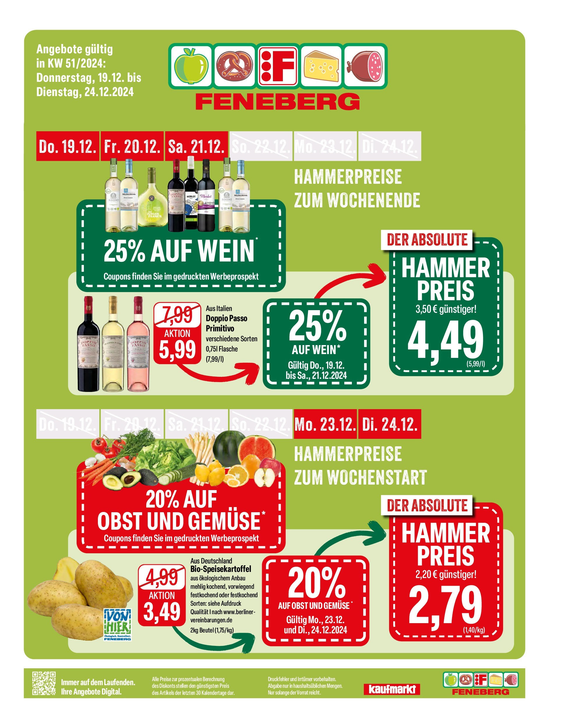 Feneberg - Feneberg: Aktuelle Angebote (ab 18.12.2024) zum Blättern | Seite: 1 | Produkte: Merlot, Obst, Doppio Passo, Wein