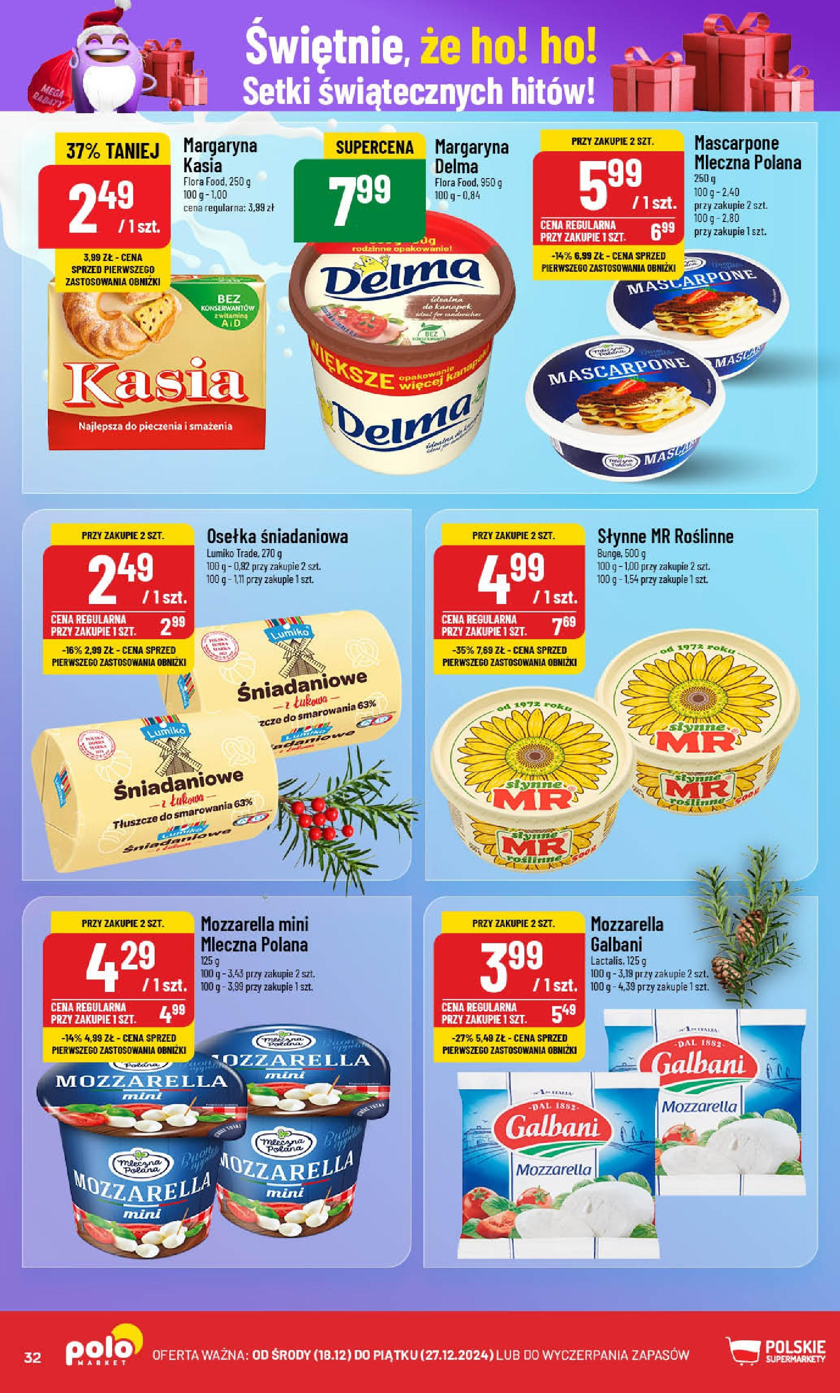 POLOmarket gazetka od 18.12.2024 | Boże Narodzenie 🎄🎁 | Strona: 32 | Produkty: Osełka, Mascarpone, Margaryna, Mozzarella