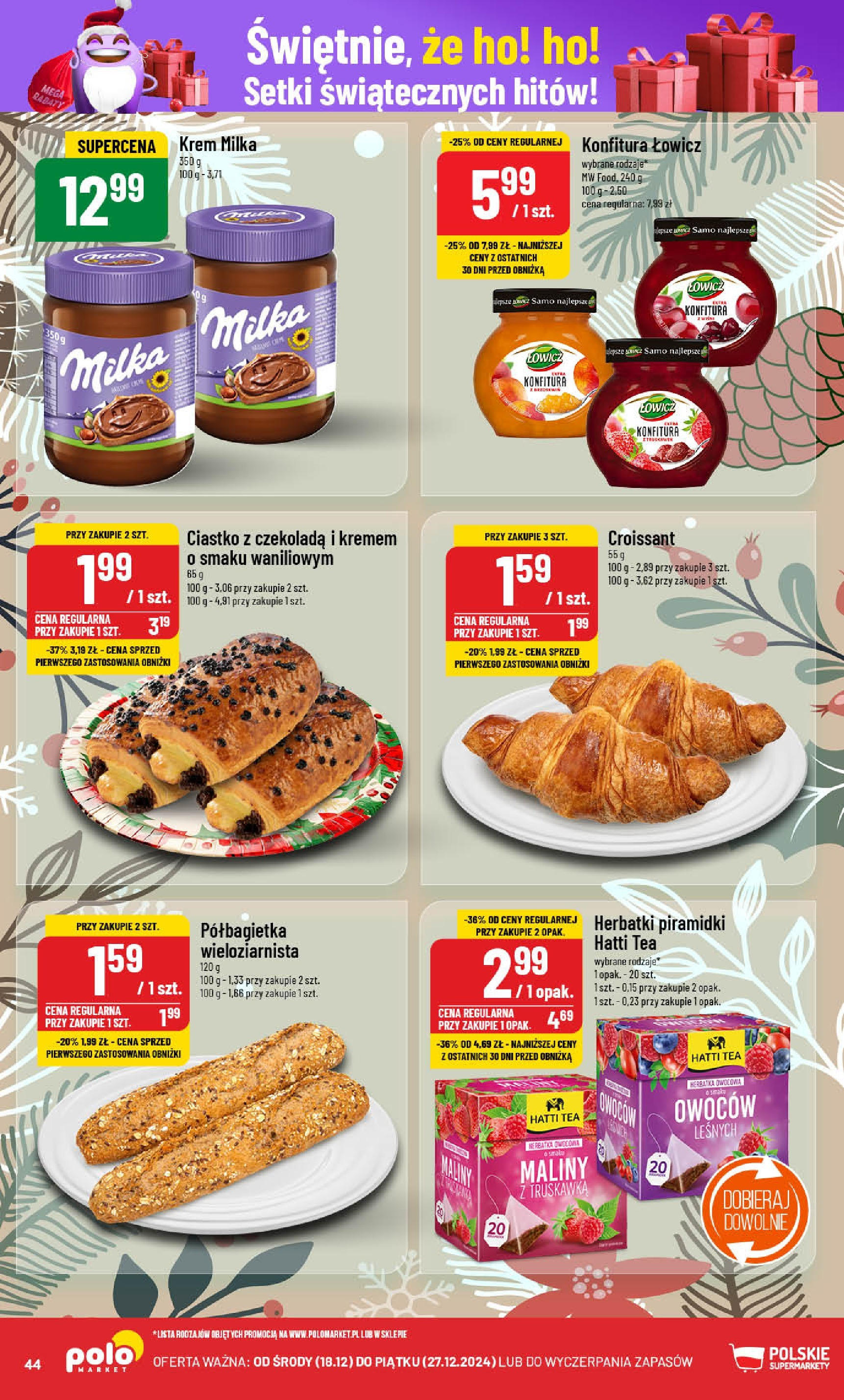 POLOmarket gazetka od 18.12.2024 | Boże Narodzenie 🎄🎁 | Strona: 44 | Produkty: Maliny, Milka, Czekolada, Krem