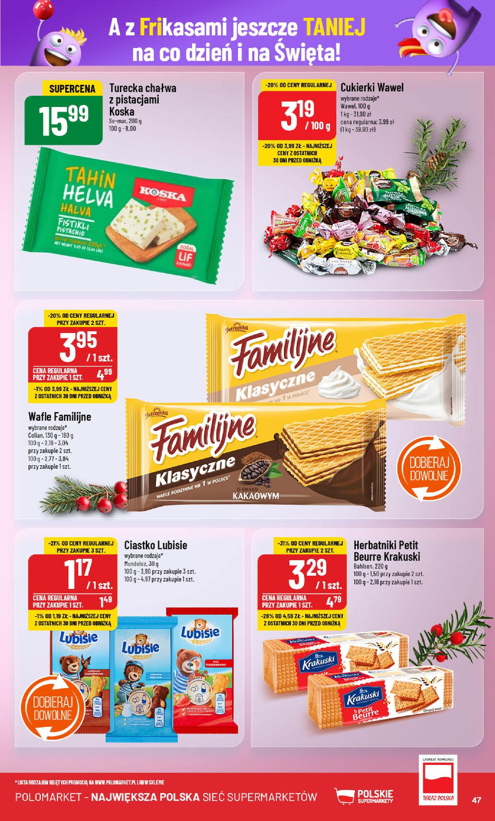 POLOmarket gazetka od 18.12.2024 | Boże Narodzenie 🎄🎁 | Strona: 47 | Produkty: Wafle, Herbatniki, Cukierki