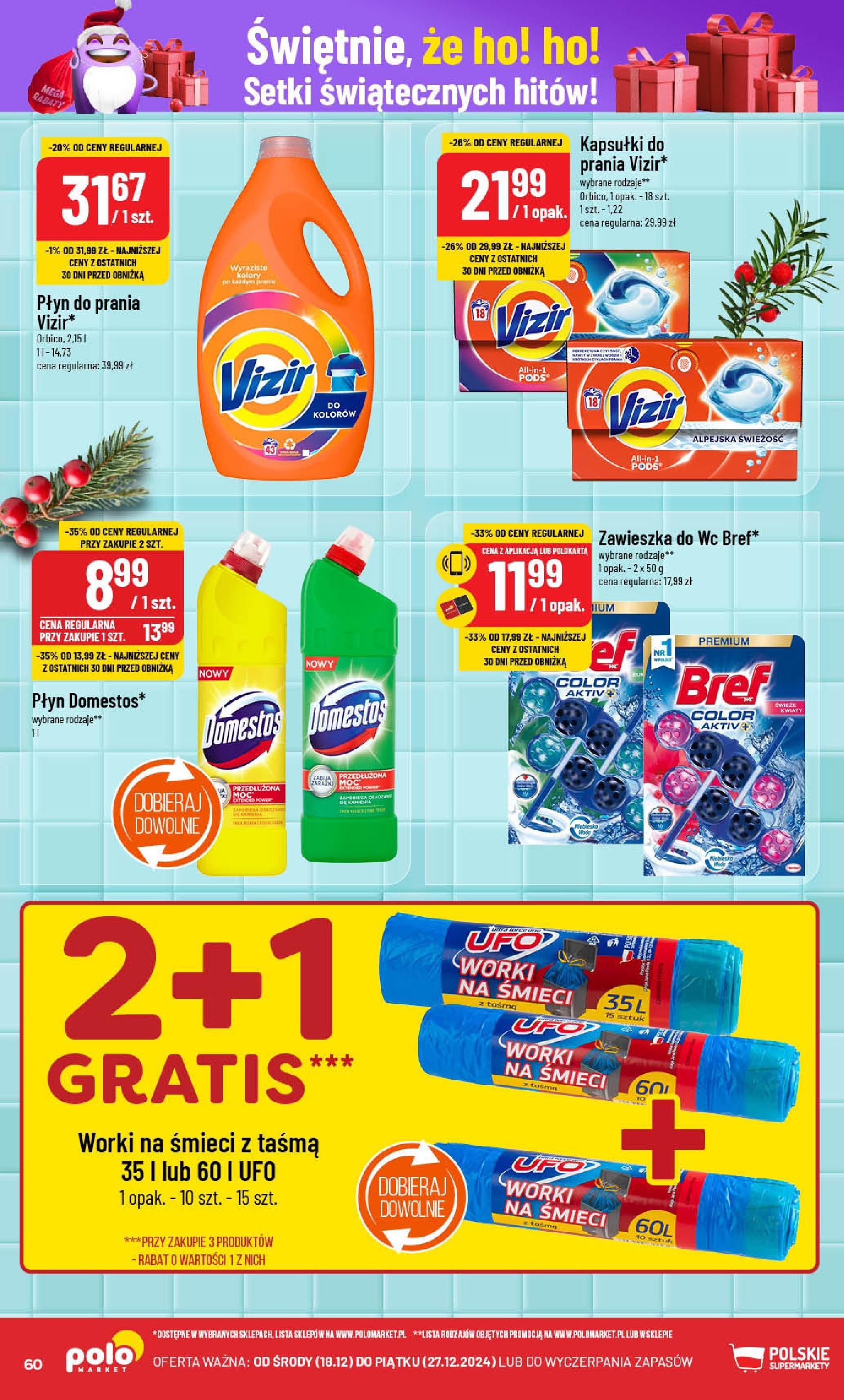 POLOmarket gazetka od 18.12.2024 | Boże Narodzenie 🎄🎁 | Strona: 60 | Produkty: Domestos, Kwiaty