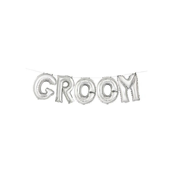 Ballonkette - Schriftzug: Groom, silber