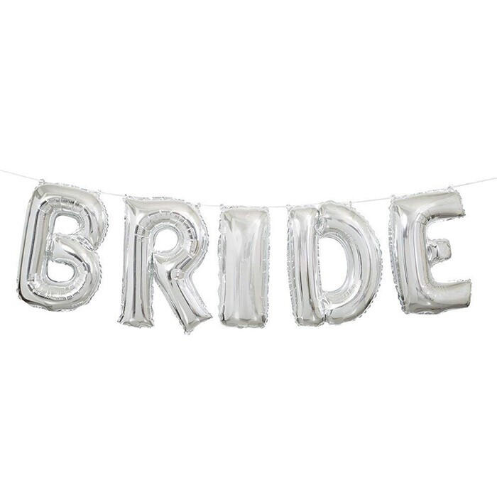 Ballonkette - Schriftzug: Bride, silber