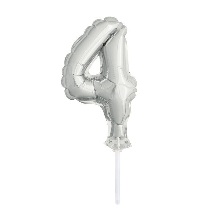 Cake Topper Folienballon 4 12,7 cm silber