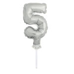 LIBRO Cake Topper Folienballon 5 12,7 cm silber - bis 06.01.2025