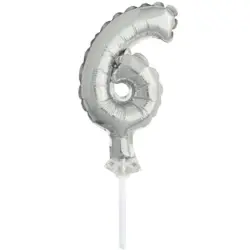 Cake Topper Folienballon 6 12,7 cm silber