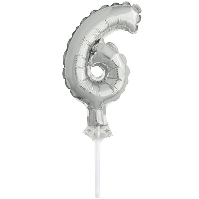 Cake Topper Folienballon 6 12,7 cm silber