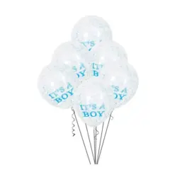 Ballon mit Konfetti - It's a Boy, Babyparty: Junge, 6 Stück, transparent / blau
