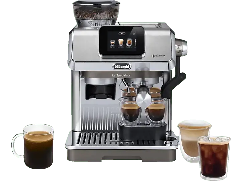 De'Longhi EC9455.M La Specialista Touch Espressomaschine (Edelstahl/Schwarz, Kegelmahlwerk mit Sensor-Grinding Technologie, 1450 Watt, 15 bar)