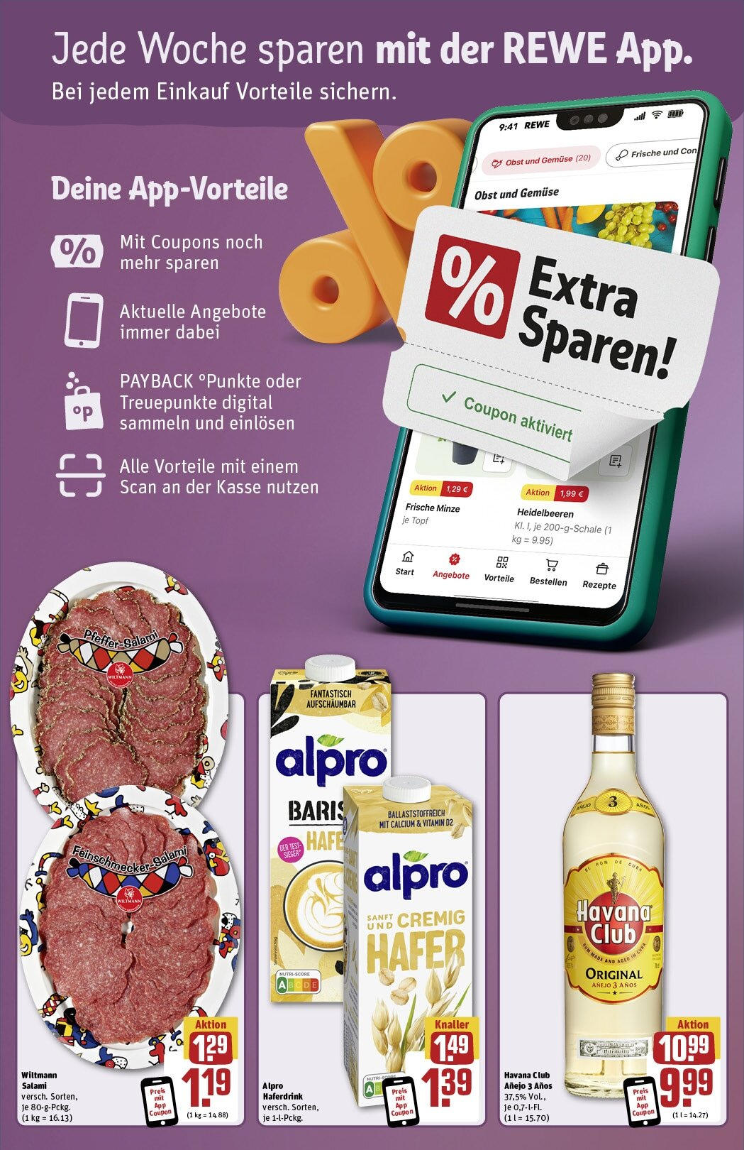 Rewe - Rewe: Wochenangebote (ab 22.12.2024) zum Blättern » Angebote | Seite: 3 | Produkte: Havana club, Rum, Haferdrink, Heidelbeeren