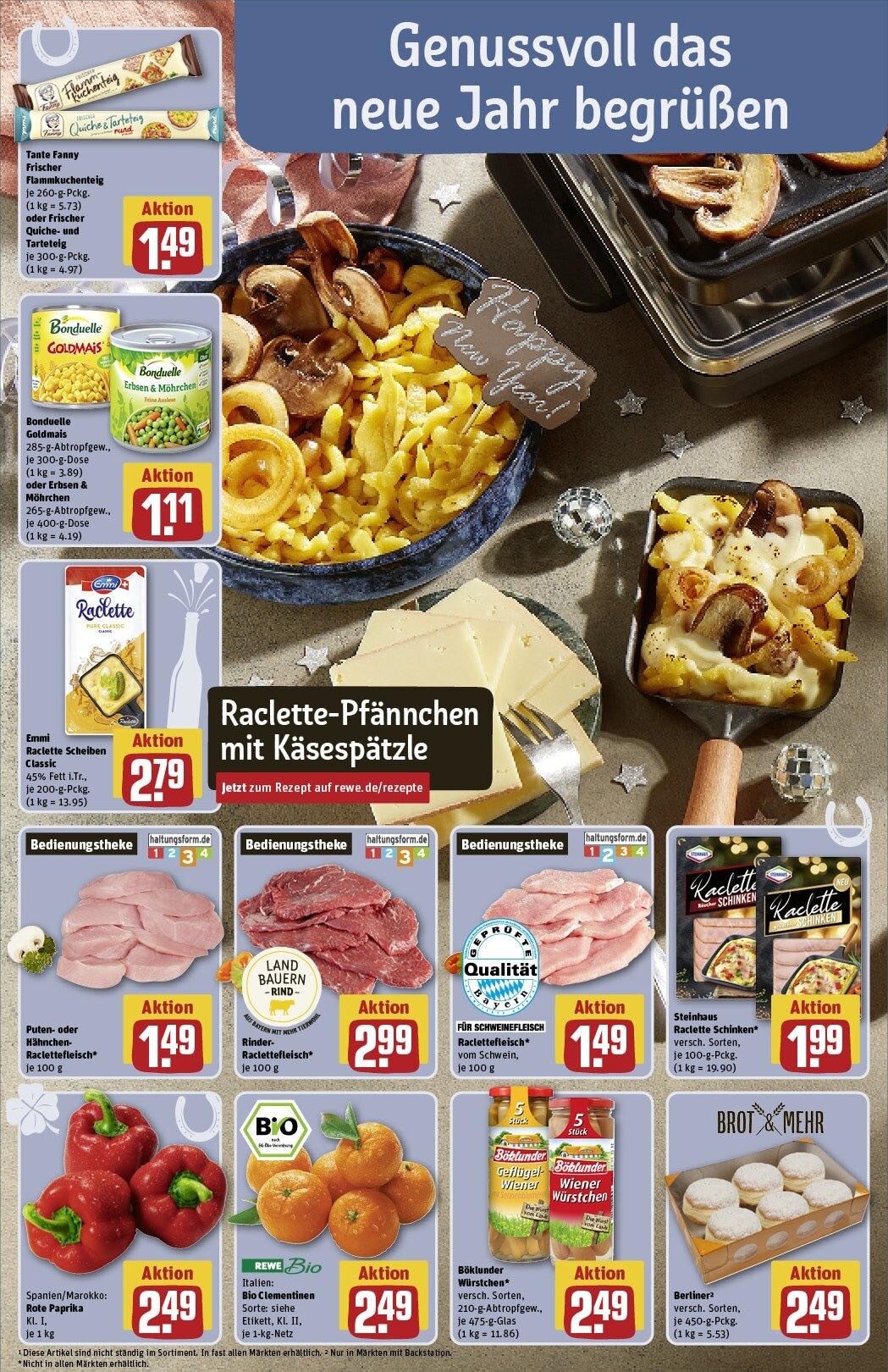 Rewe - Rewe: Wochenangebote (ab 22.12.2024) zum Blättern » Angebote | Seite: 4 | Produkte: Hahnchen, Wiener wurstchen, Schweinefleisch, Erbsen