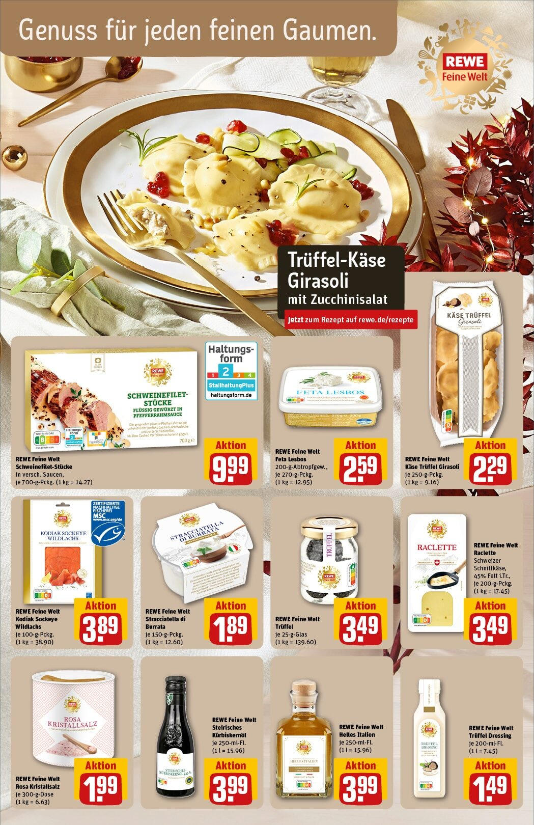 Rewe - Rewe: Wochenangebote (ab 22.12.2024) zum Blättern » Angebote | Seite: 20 | Produkte: Käse, Schweinefilet, Burrata, Raclette