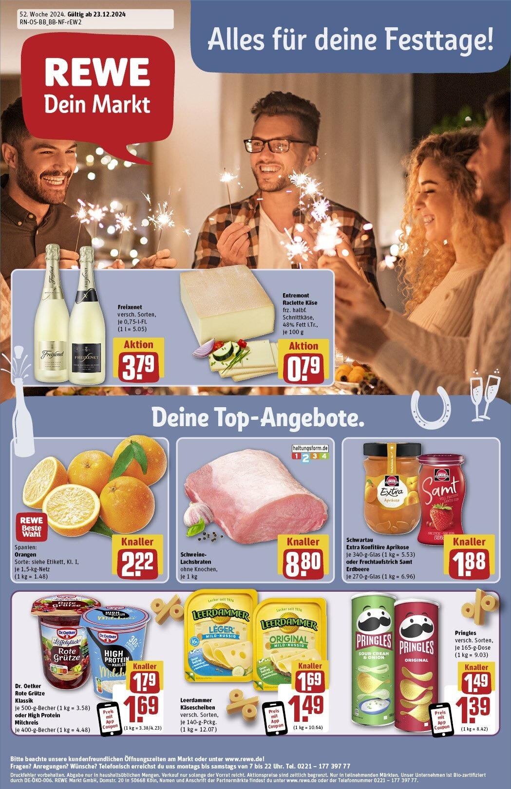 Rewe - Berlin-Zehlendorf, Clayallee 336 (ab 23.12.2024) zum Blättern » Angebote | Seite: 1 | Produkte: Orangen, Leerdammer, Pringles, Raclette