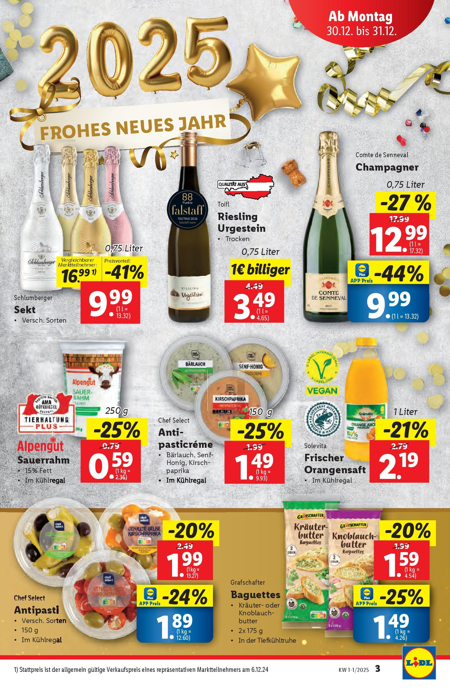 Lidl - Lidl: Flugblatt in deiner Nähe ab 29.12.2024 - Angebote ab donnerstag | Seite: 3 | Produkte: Knoblauch, Butter, Sauerrahm