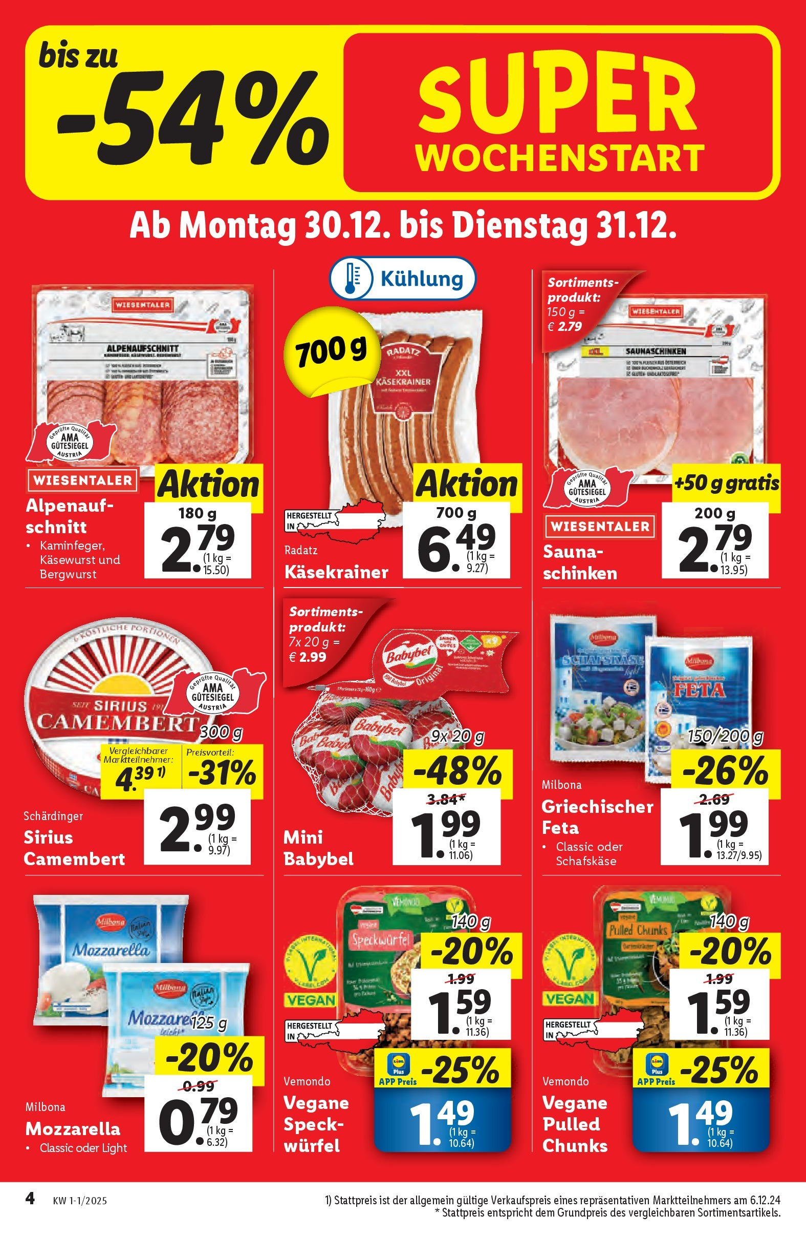 Lidl - Lidl: Flugblatt in deiner Nähe ab 29.12.2024 - Angebote ab donnerstag | Seite: 4 | Produkte: Schinken