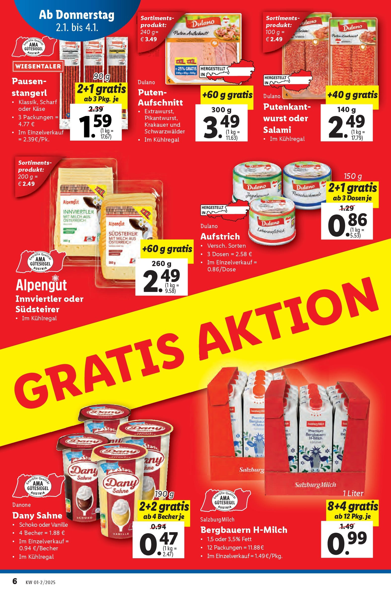 Lidl - Lidl: Flugblatt in deiner Nähe ab 29.12.2024 - Angebote ab donnerstag | Seite: 22 | Produkte: Sahne, Wurst, Milch, Käse