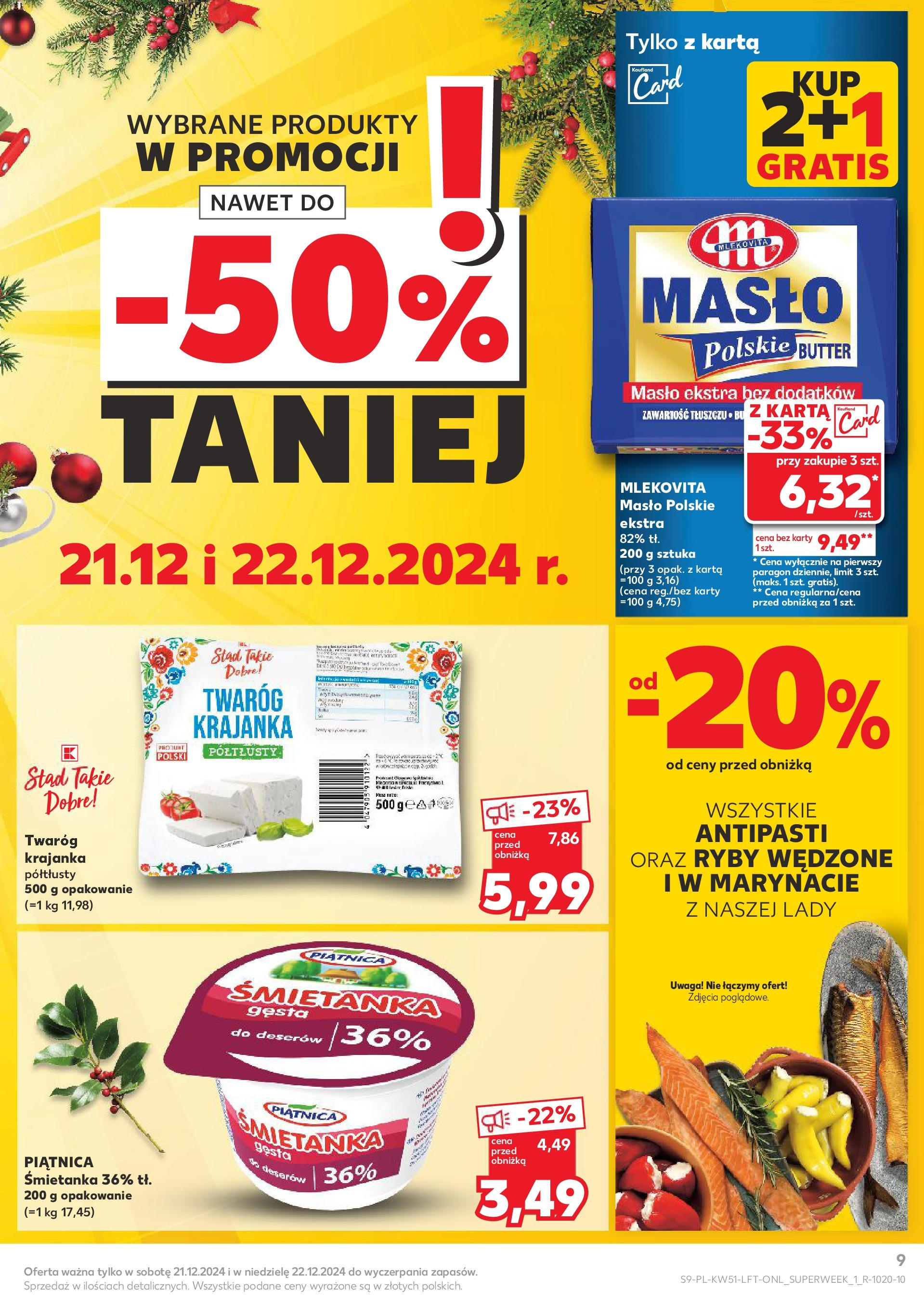 Kaufland gazetka od 19.12.2024 | Boże Narodzenie 🎄🎁 | Strona: 9 | Produkty: Karta, Masło Polskie, Ryby, Twaróg