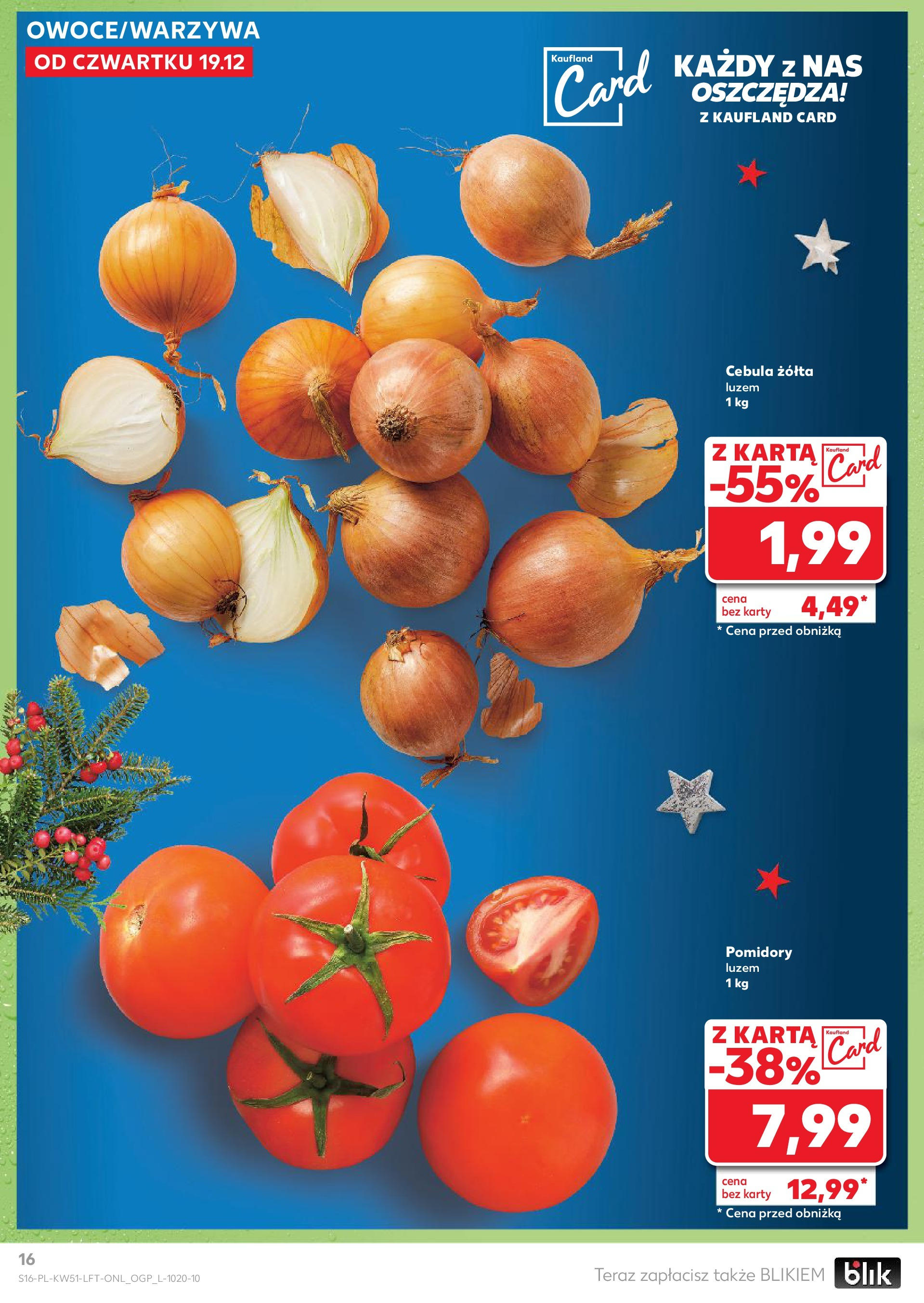 Kaufland gazetka od 19.12.2024 | Boże Narodzenie 🎄🎁 | Strona: 16 | Produkty: Karta, Pomidory