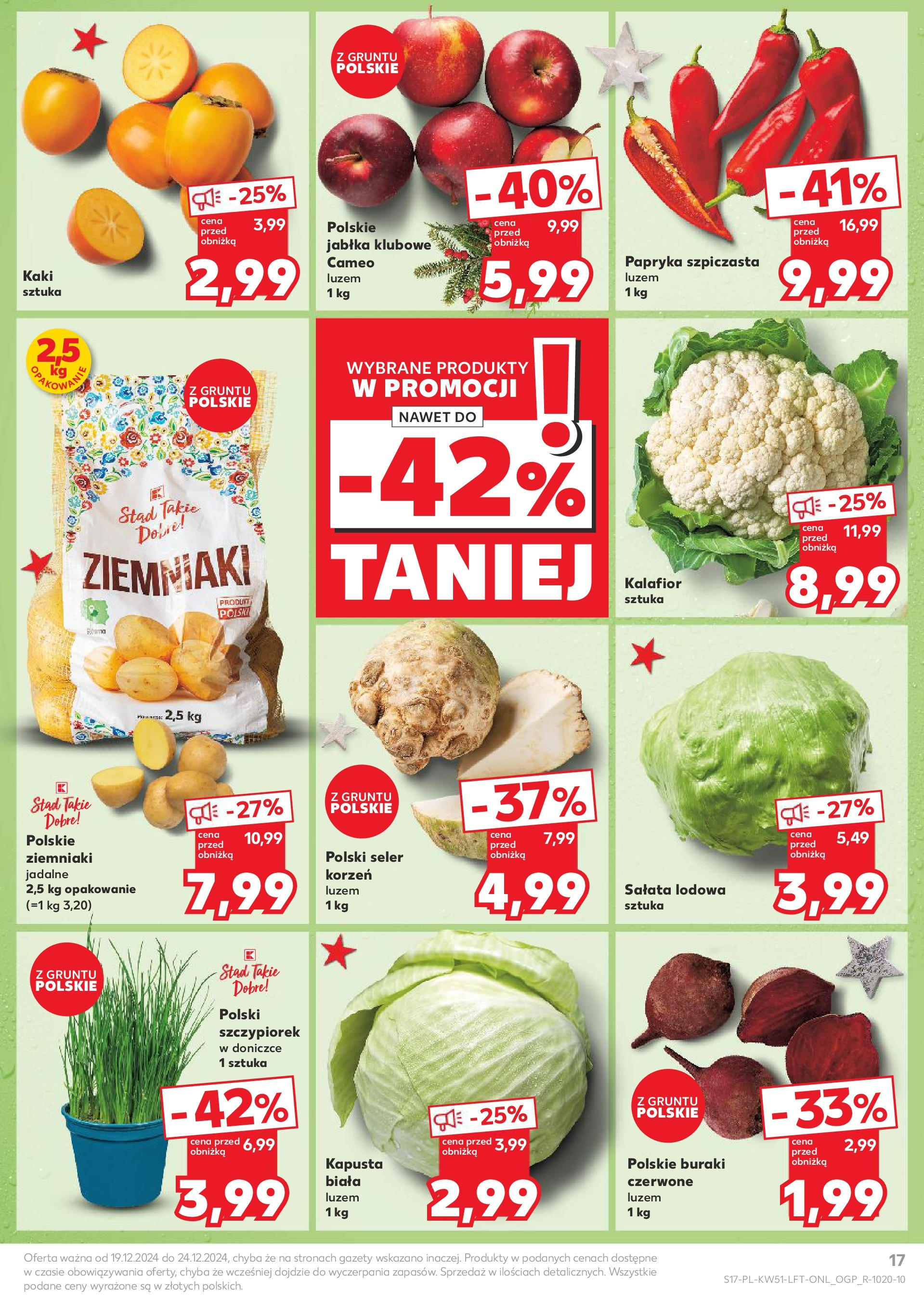 Kaufland gazetka od 19.12.2024 | Boże Narodzenie 🎄🎁 | Strona: 17 | Produkty: Kalafior, Buraki, Jabłka, Ziemniaki