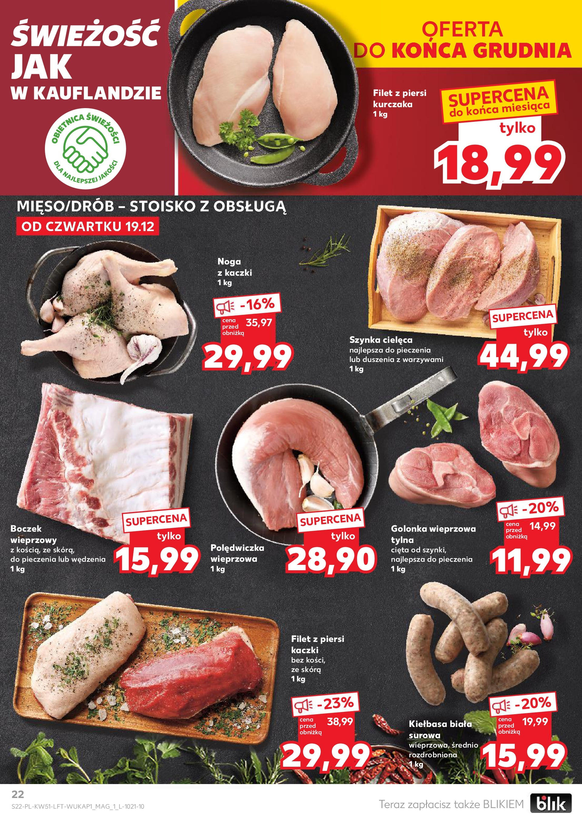 Kaufland gazetka od 19.12.2024 | Boże Narodzenie 🎄🎁 | Strona: 22 | Produkty: Piersi, Golonka wieprzowa, Noga z kaczki, Boczek