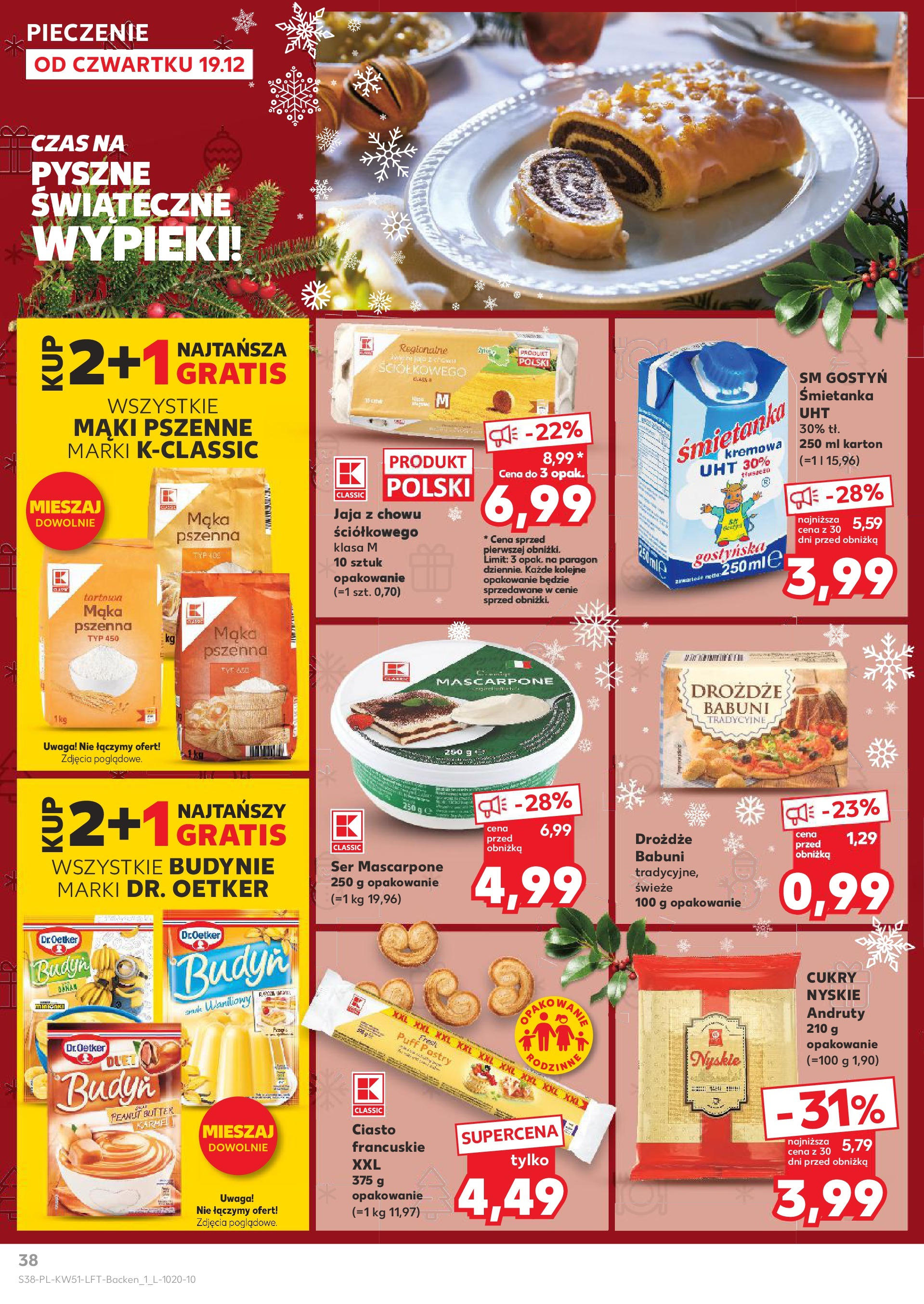 Kaufland gazetka od 19.12.2024 | Boże Narodzenie 🎄🎁 | Strona: 38 | Produkty: Ciasto, Ser, Ser mascarpone, Jaja