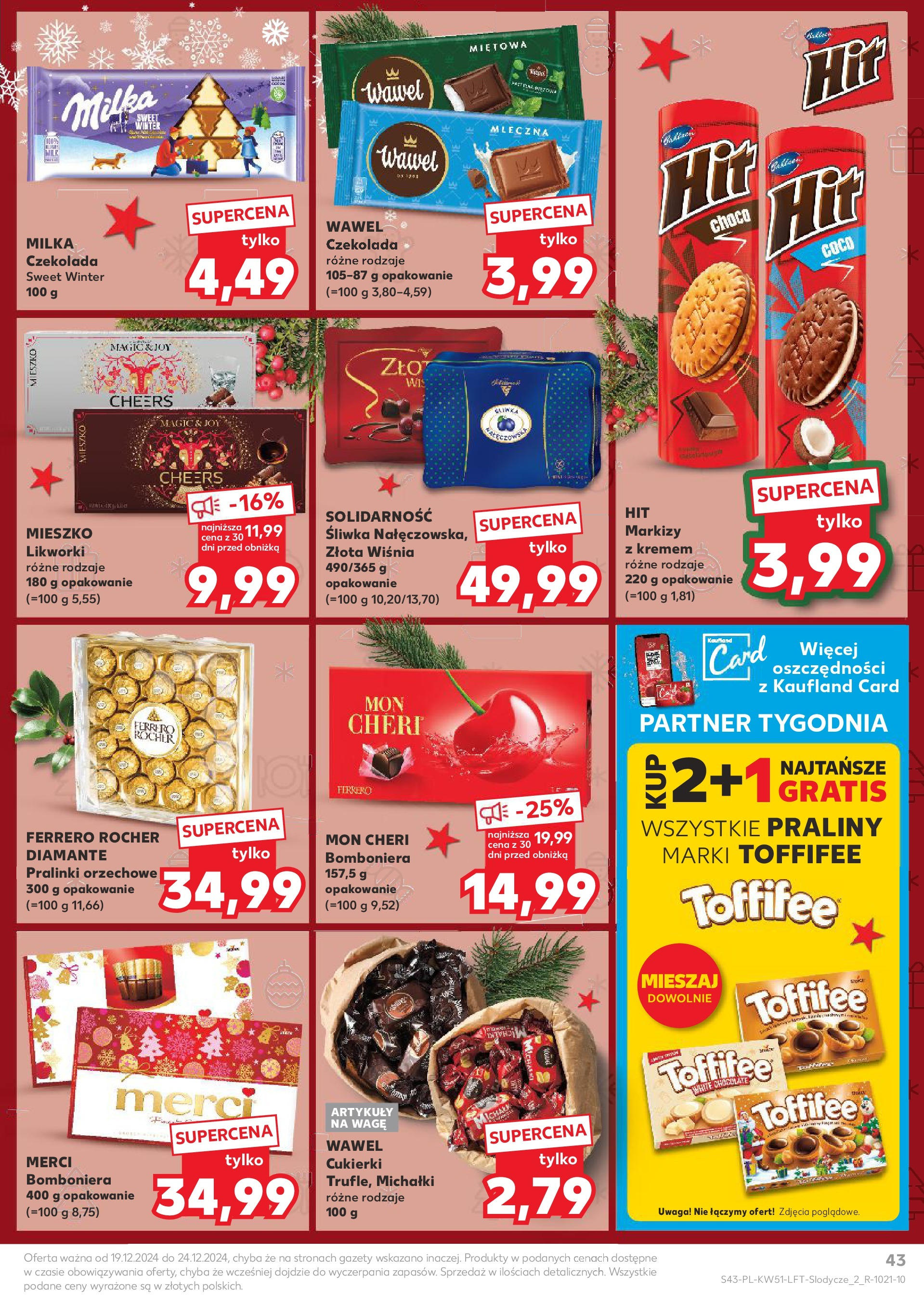 Kaufland gazetka od 19.12.2024 | Boże Narodzenie 🎄🎁 | Strona: 43 | Produkty: Praliny, Merci, Milka, Czekolada