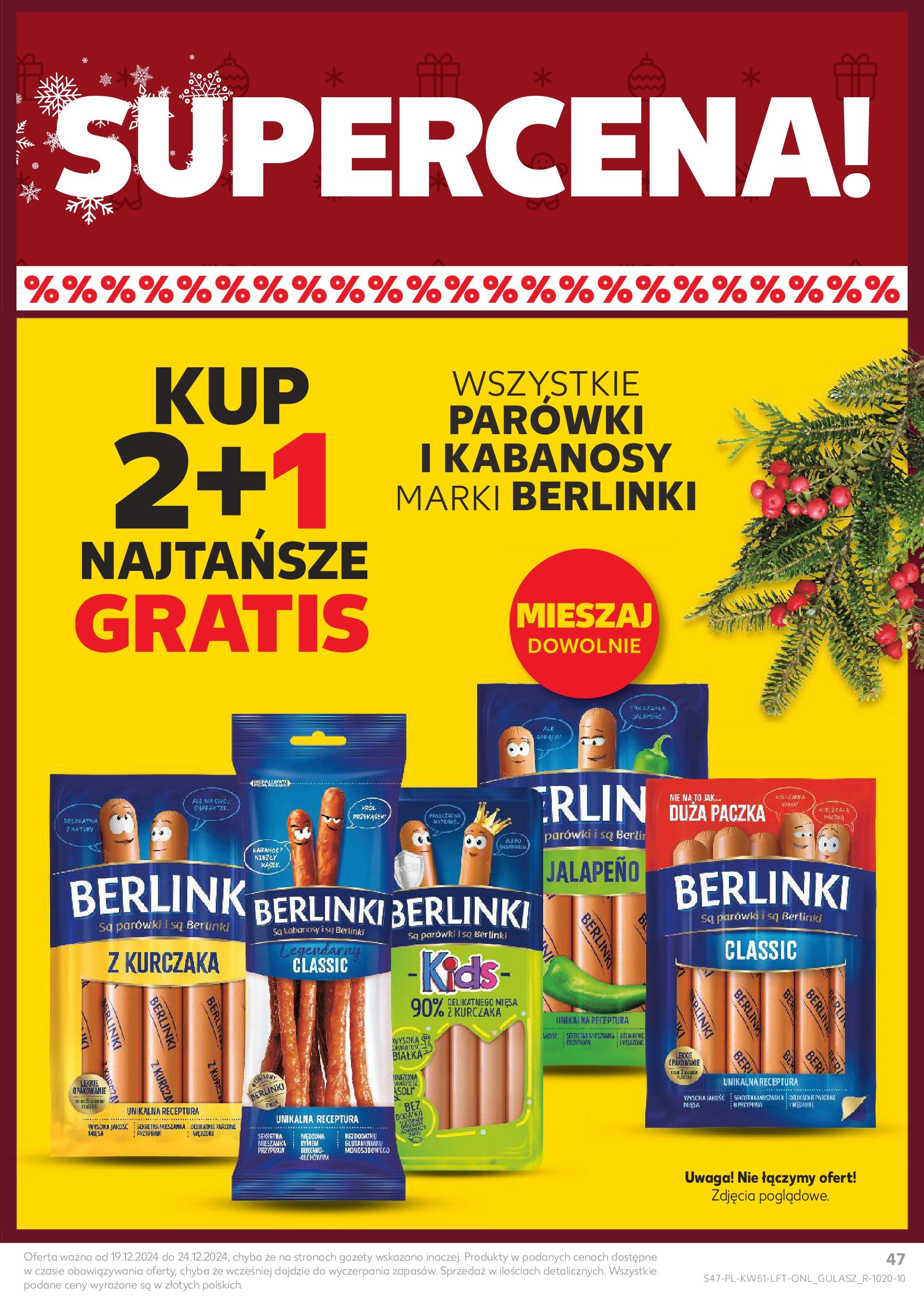 Kaufland gazetka od 19.12.2024 | Boże Narodzenie 🎄🎁 | Strona: 47 | Produkty: Kabanosy, Parówki, Przyprawy