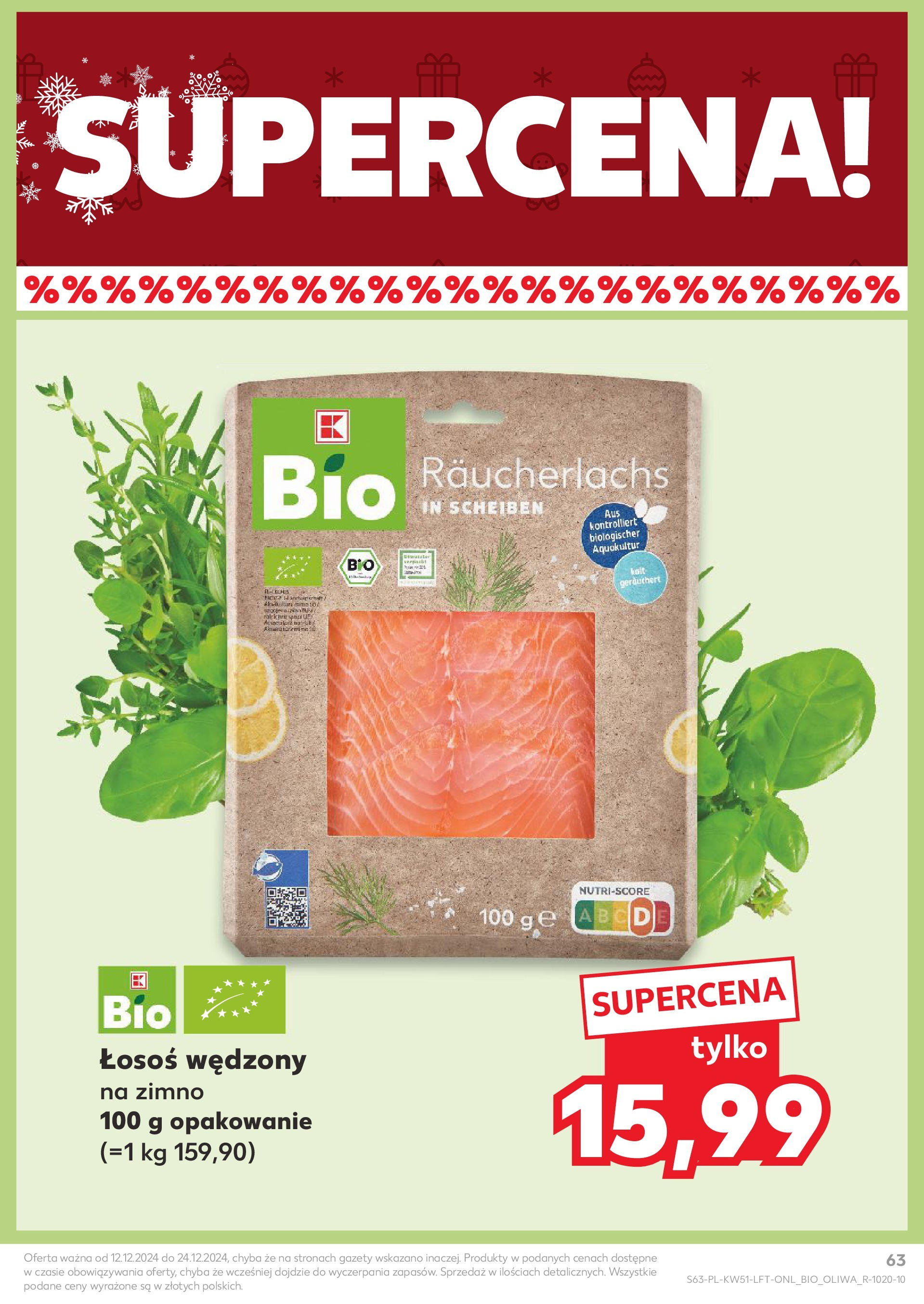 Kaufland gazetka od 19.12.2024 | Boże Narodzenie 🎄🎁 | Strona: 63 | Produkty: Łosoś wędzony, Łosoś