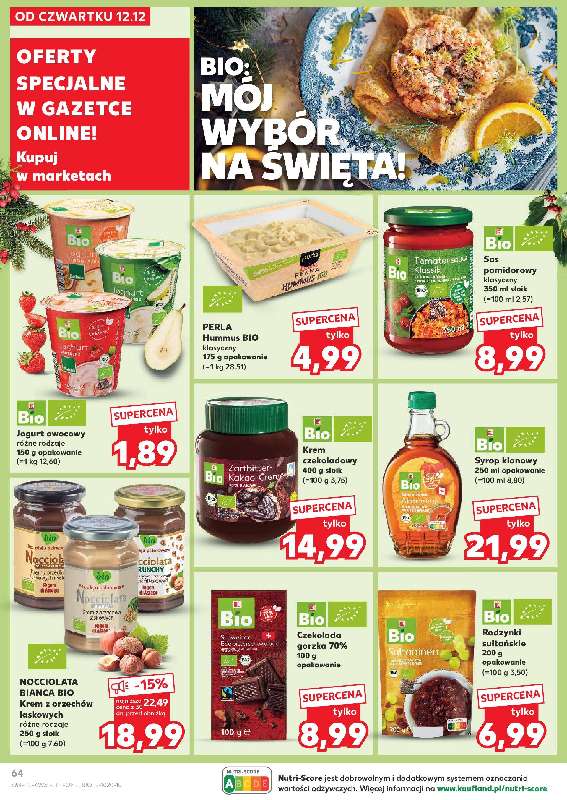 Kaufland gazetka od 19.12.2024 | Boże Narodzenie 🎄🎁 | Strona: 64 | Produkty: Kakao, Jogurt owocowy, Jogurt, Rodzynki