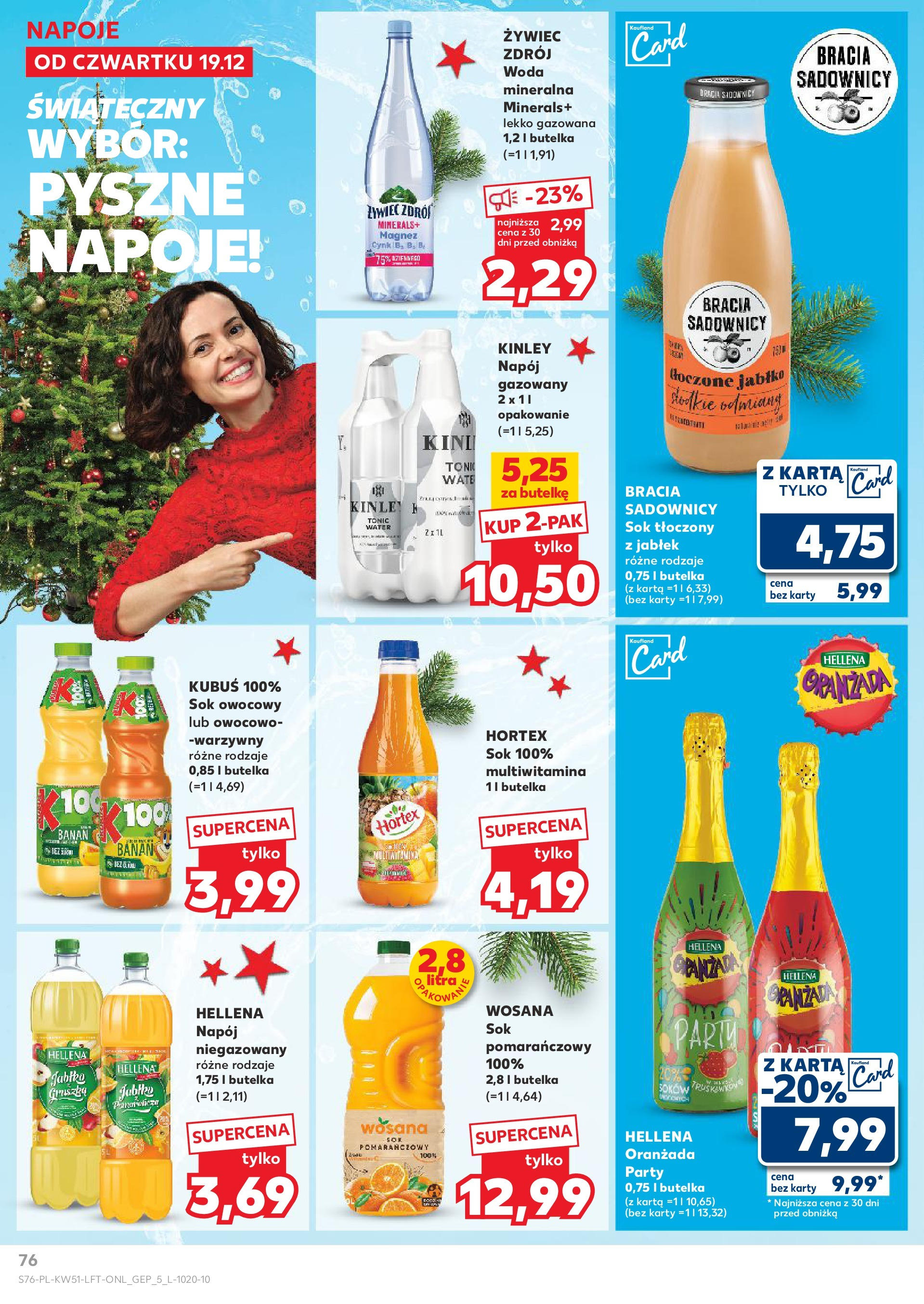 Kaufland gazetka od 19.12.2024 | Boże Narodzenie 🎄🎁 | Strona: 76 | Produkty: Napoje, Sok, Banan, Woda