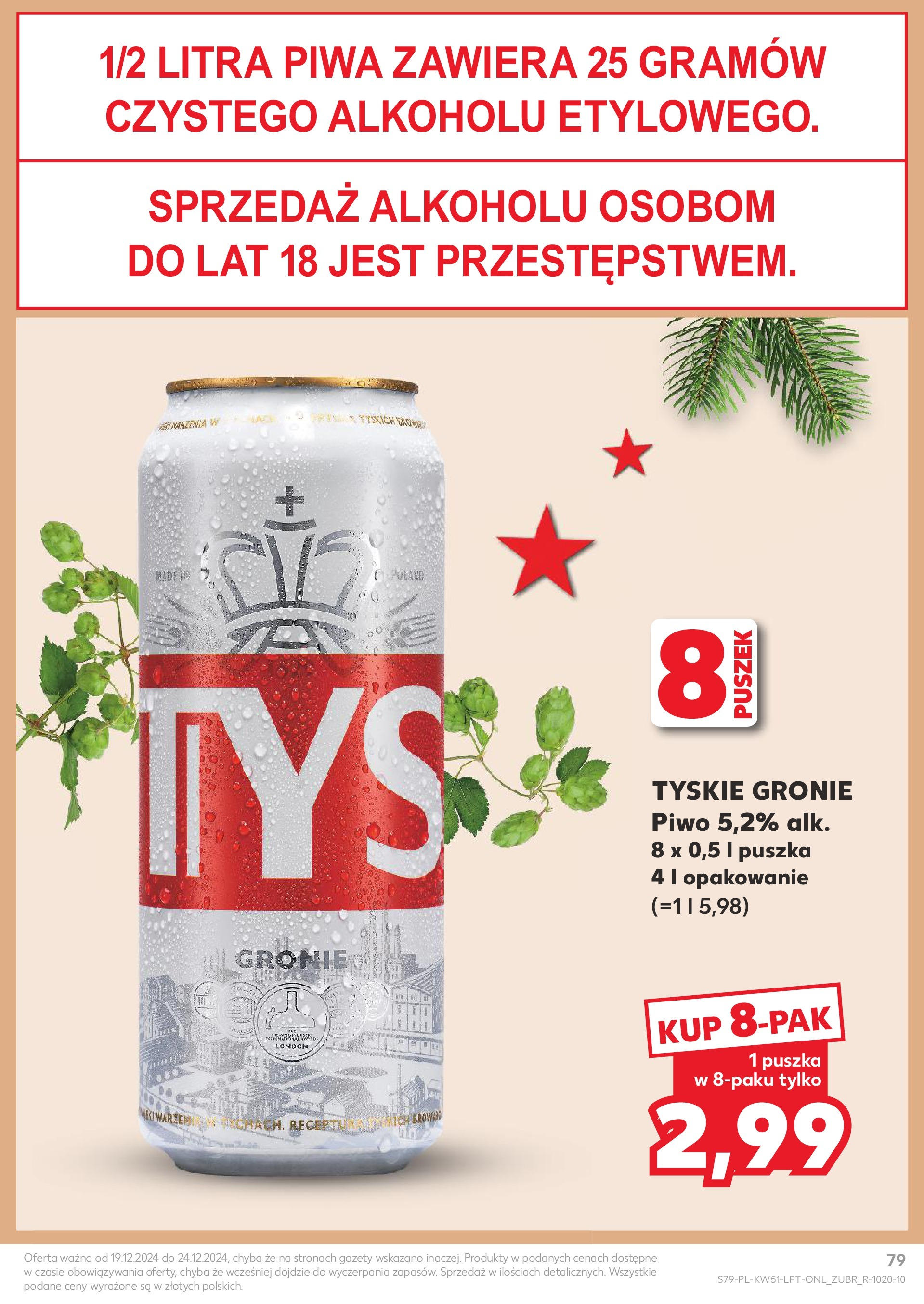 Kaufland gazetka od 19.12.2024 | Boże Narodzenie 🎄🎁 | Strona: 79 | Produkty: Tyskie, Piwo