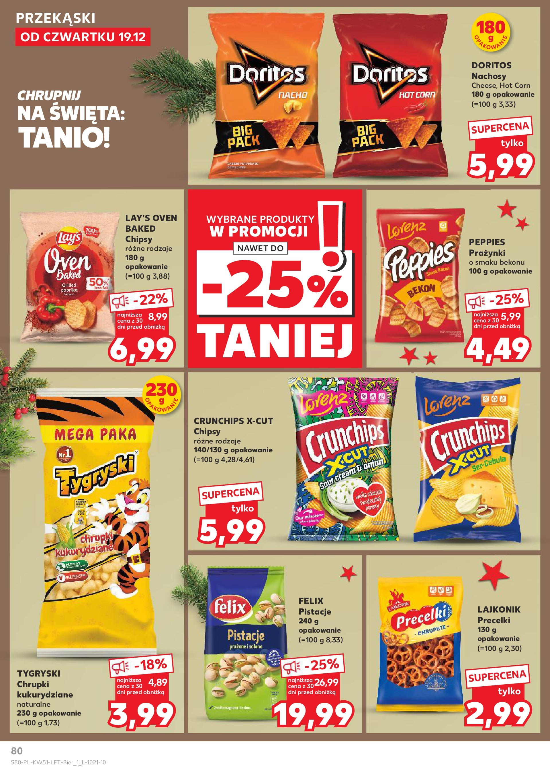 Kaufland gazetka od 19.12.2024 | Boże Narodzenie 🎄🎁 | Strona: 80 | Produkty: Chipsy, Chrupki, Bekon, Doritos