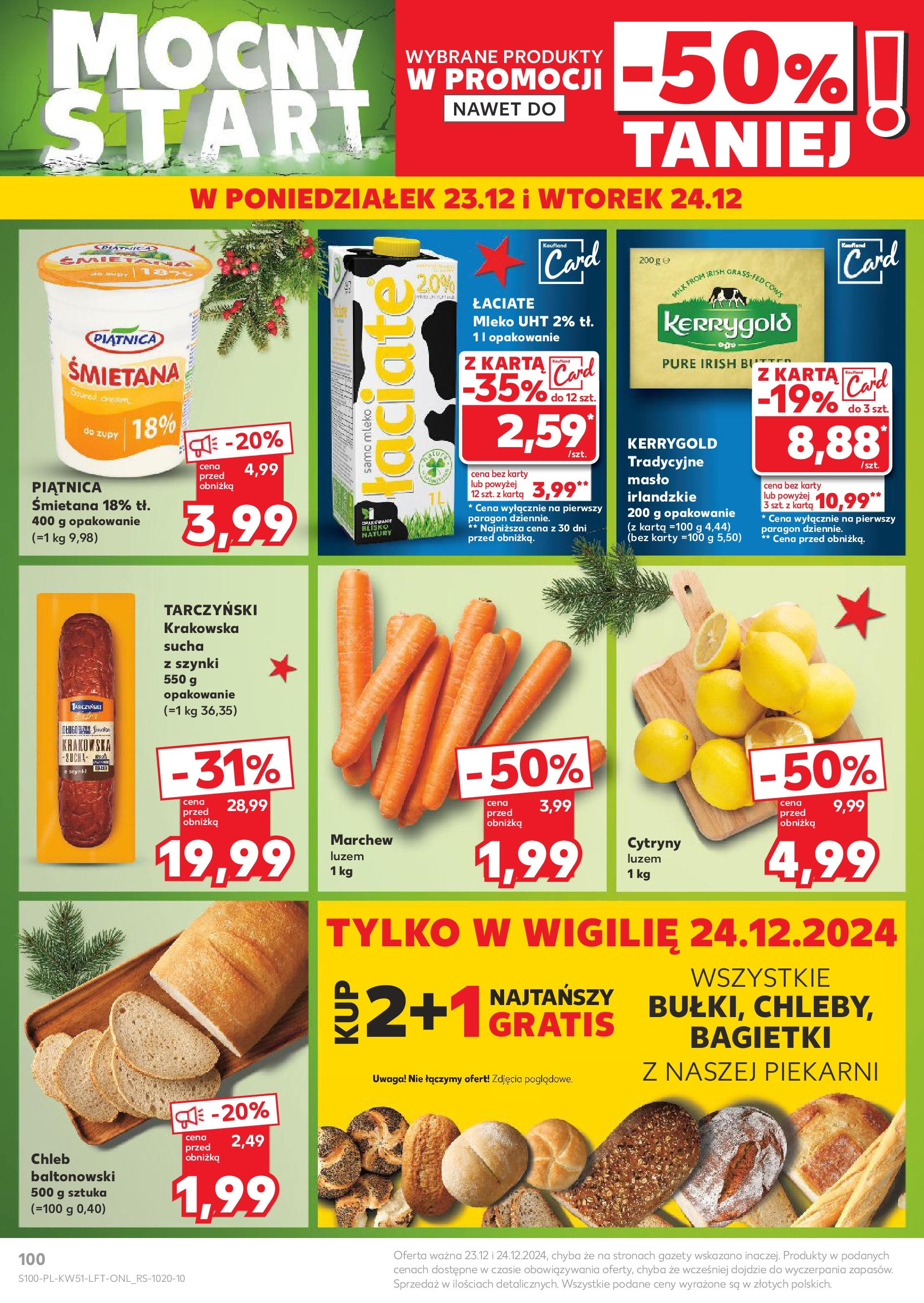 Kaufland gazetka od 19.12.2024 | Boże Narodzenie 🎄🎁 | Strona: 100 | Produkty: Karta, Mleko, Chleb, Śmietana