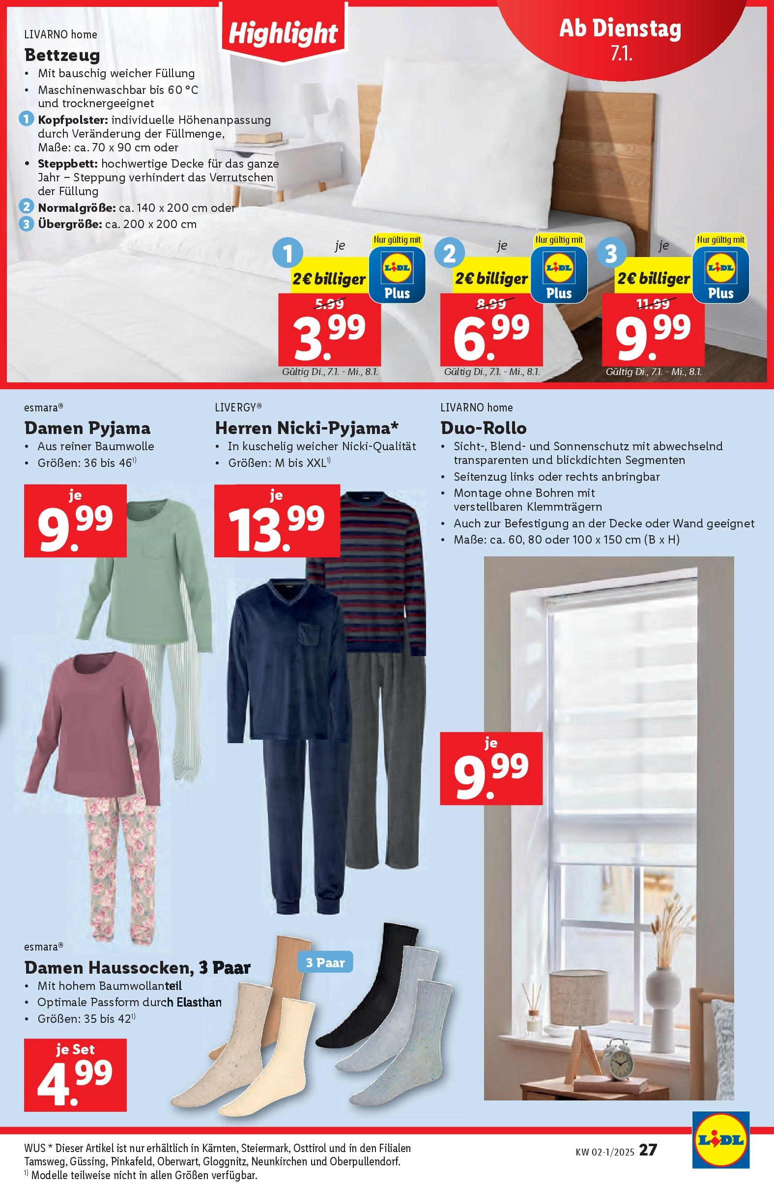 Lidl Flugblatt - Graz, Liezen, Oberwart ab 30.12.2024 - Angebote ab donnerstag | Seite: 45 | Produkte: Pyjama, Decke