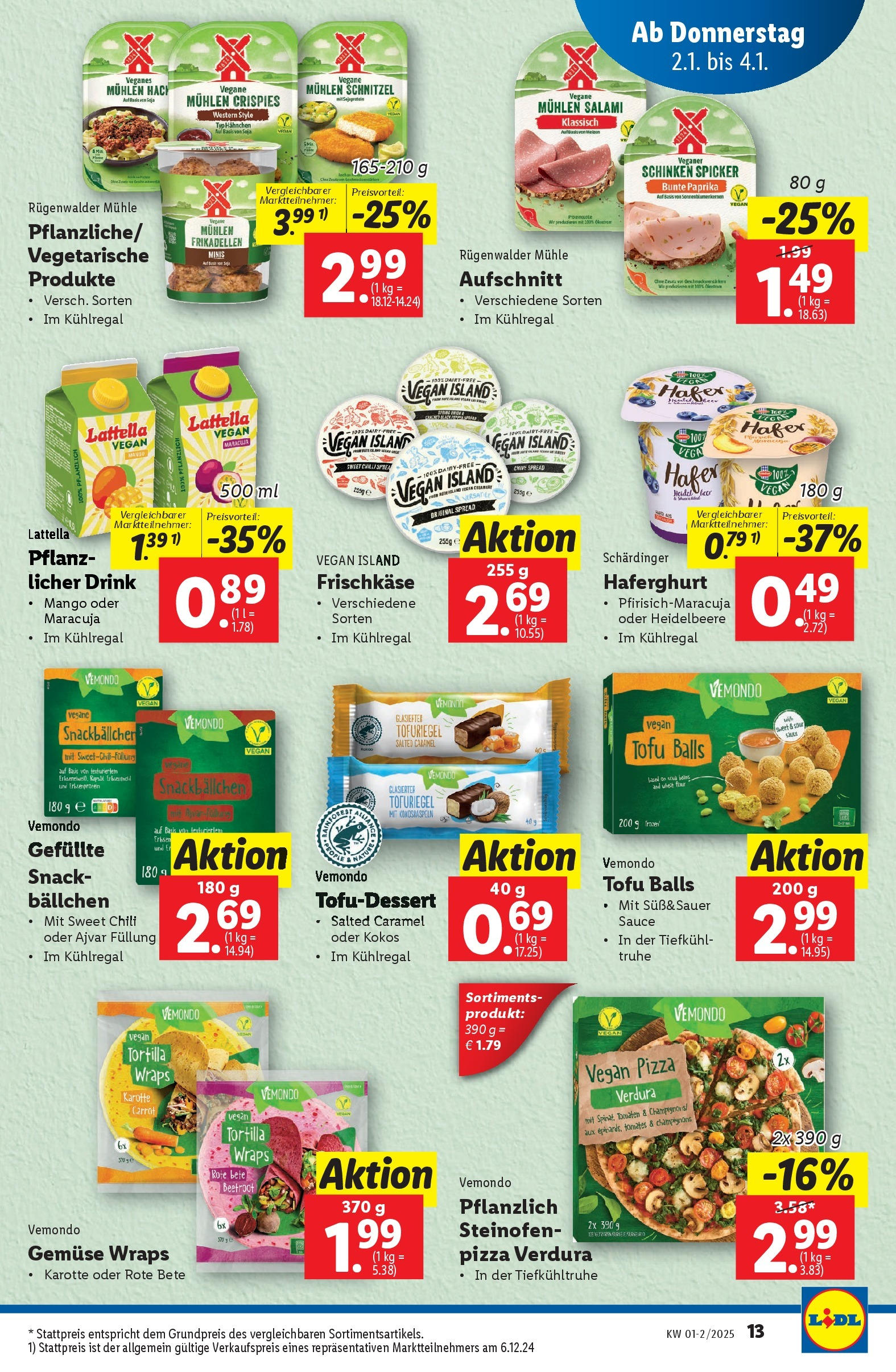 Lidl - Lidl: Flugblatt in deiner Nähe ab 01.01.2025 - Angebote ab donnerstag | Seite: 13 | Produkte: Mango, Mühle, Schinken, Pizza