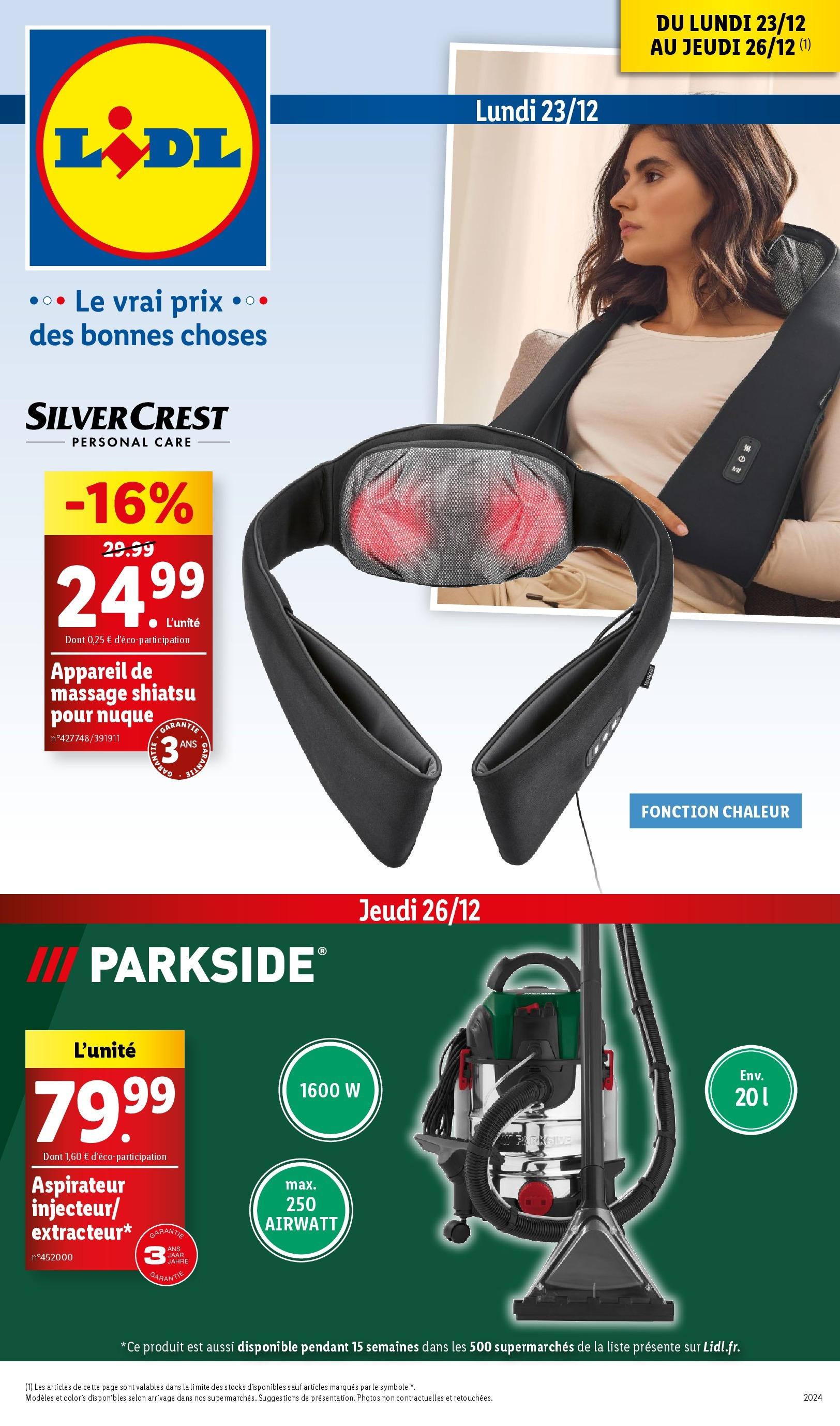 Catalogue LIDL du 22/12/2024 | Promo prospectus en ligne | Page: 1 | Produits: Appareil de massage, Aspirateur