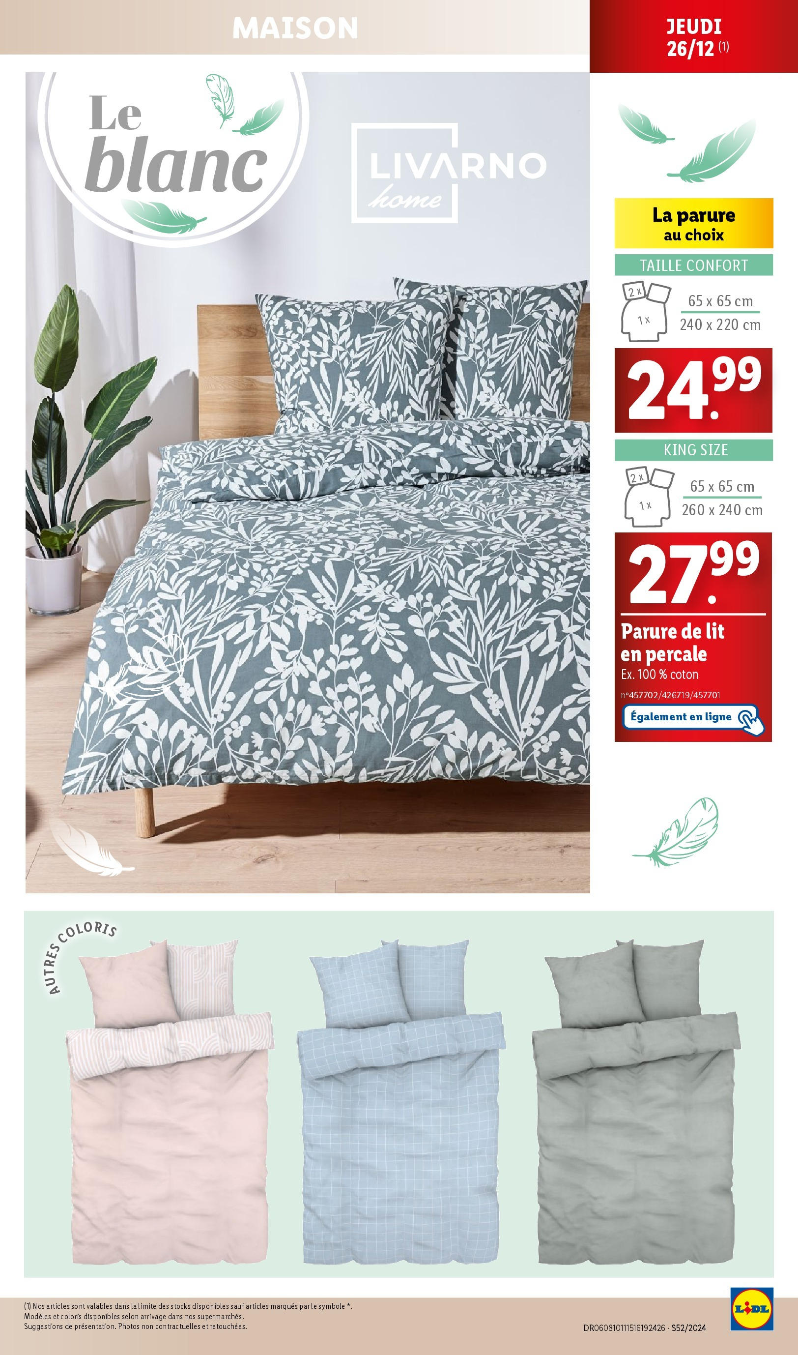 Catalogue LIDL du 22/12/2024 | Promo prospectus en ligne | Page: 25 | Produits: Coton, Parure de lit, Lit