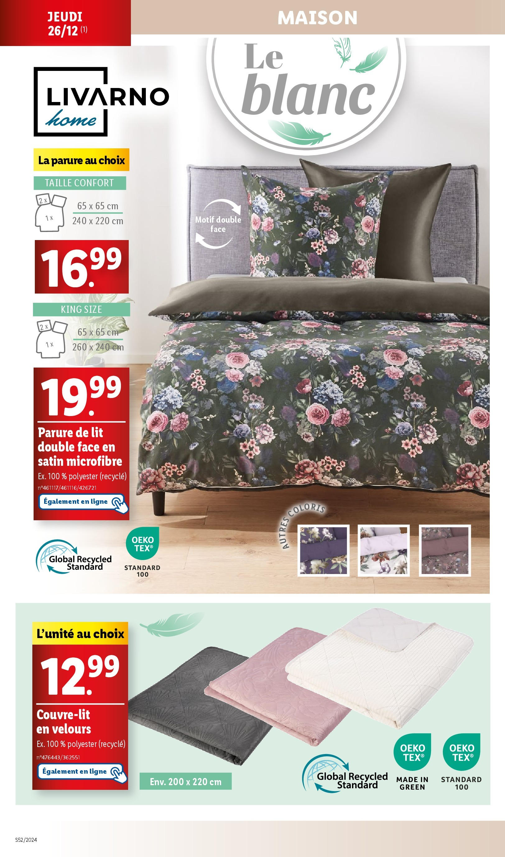 Catalogue LIDL du 22/12/2024 | Promo prospectus en ligne | Page: 26 | Produits: Parure de lit, Lit