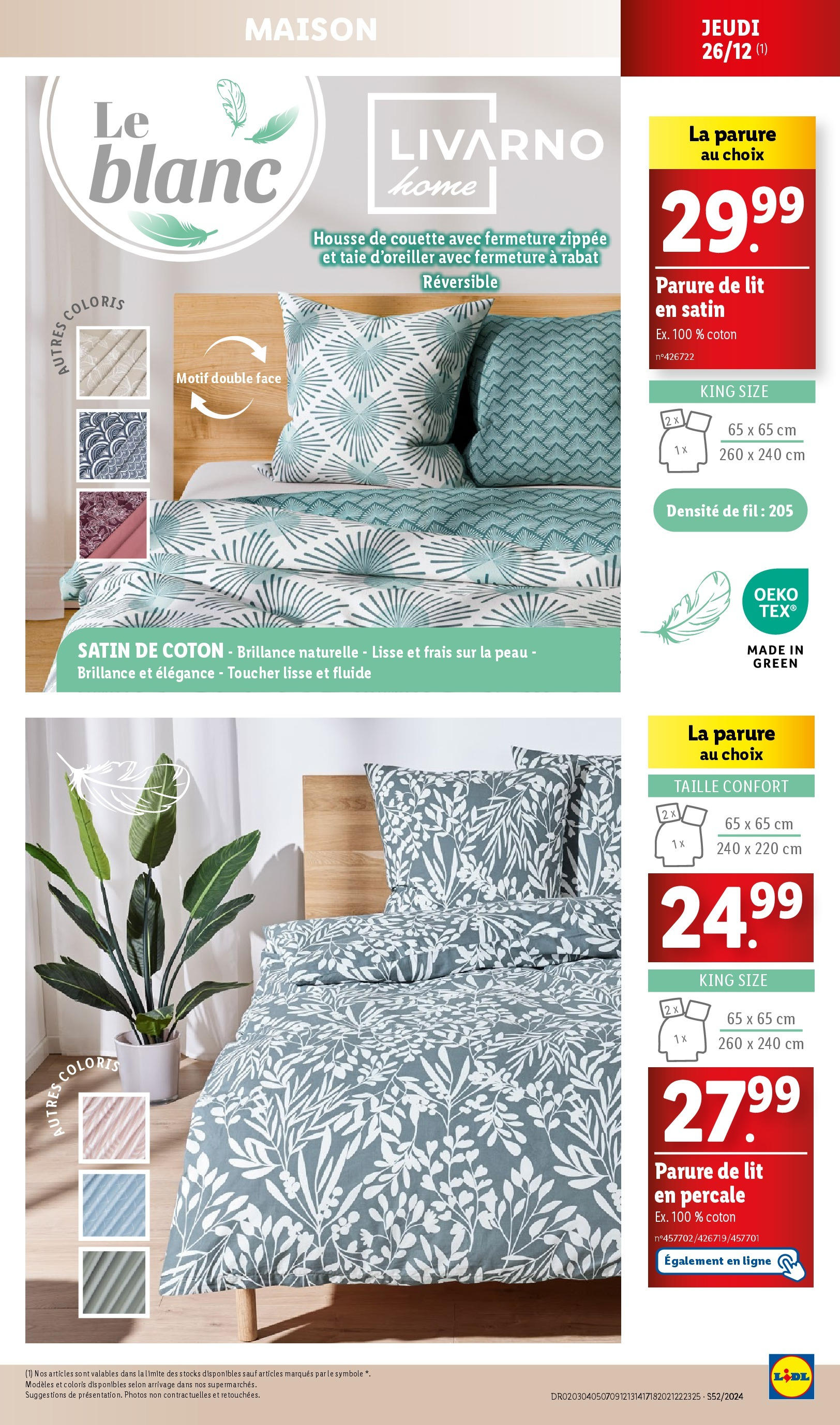 Catalogue LIDL du 22/12/2024 | Promo prospectus en ligne | Page: 25 | Produits: Coton, Lit, Housse de couette, Couette