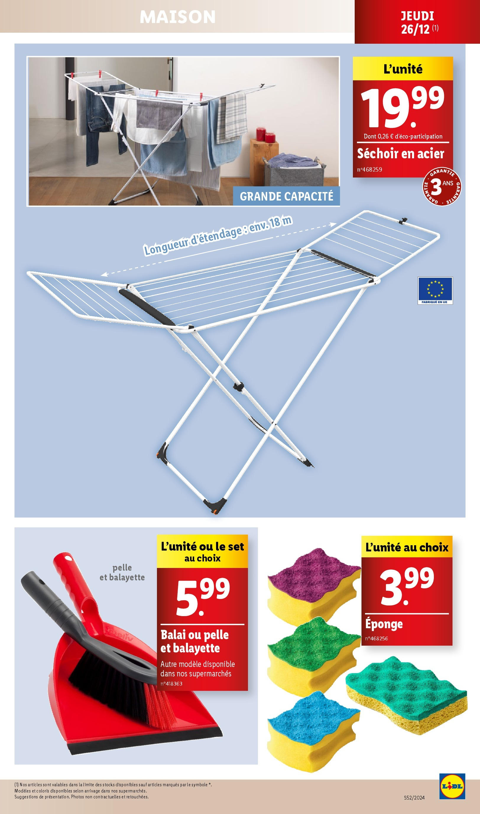 Catalogue LIDL du 22/12/2024 | Promo prospectus en ligne | Page: 33 | Produits: Séchoir, Eponge, Balai