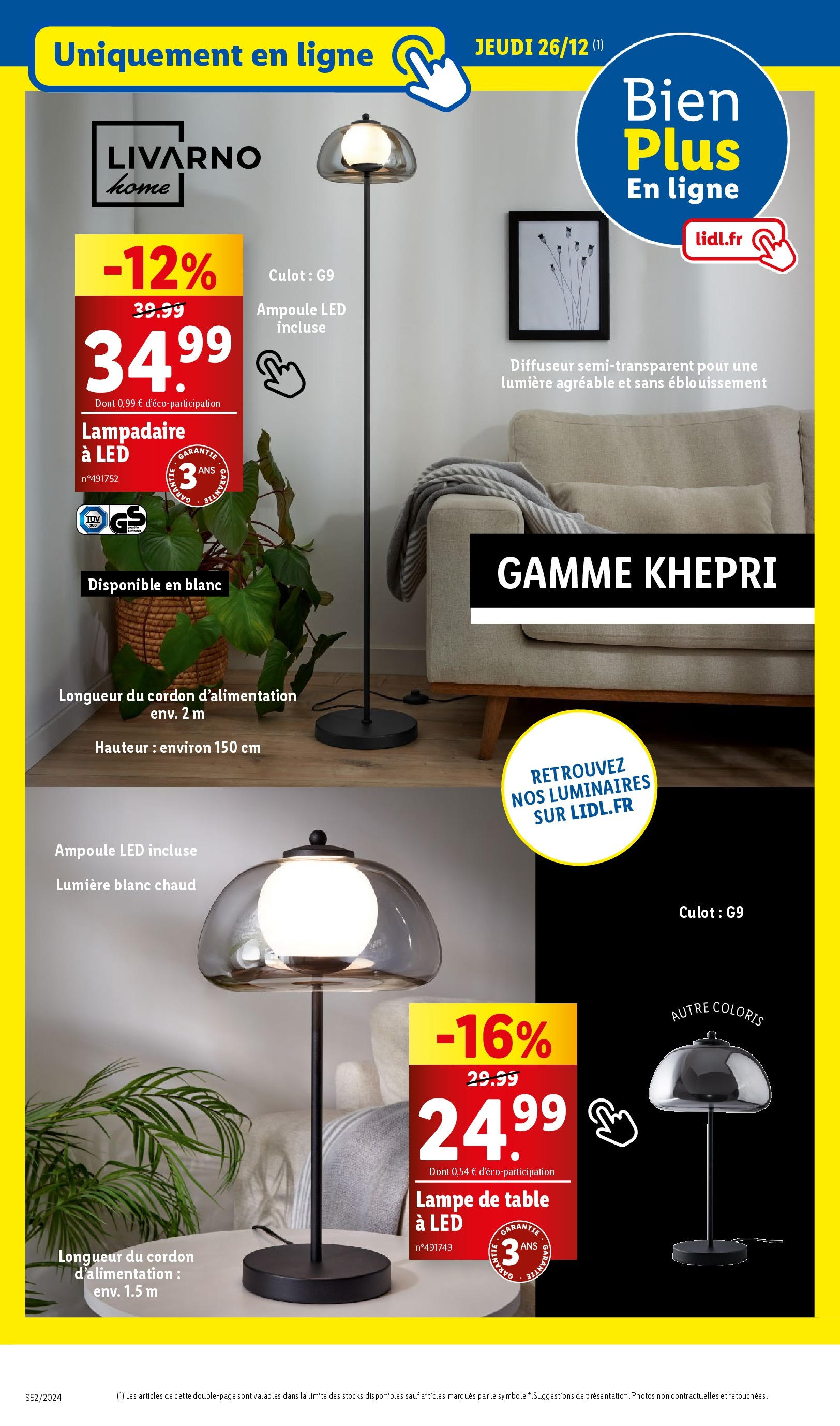 Catalogue LIDL du 22/12/2024 | Promo prospectus en ligne | Page: 36 | Produits: Lampadaire, Diffuseur, Table, Lampe