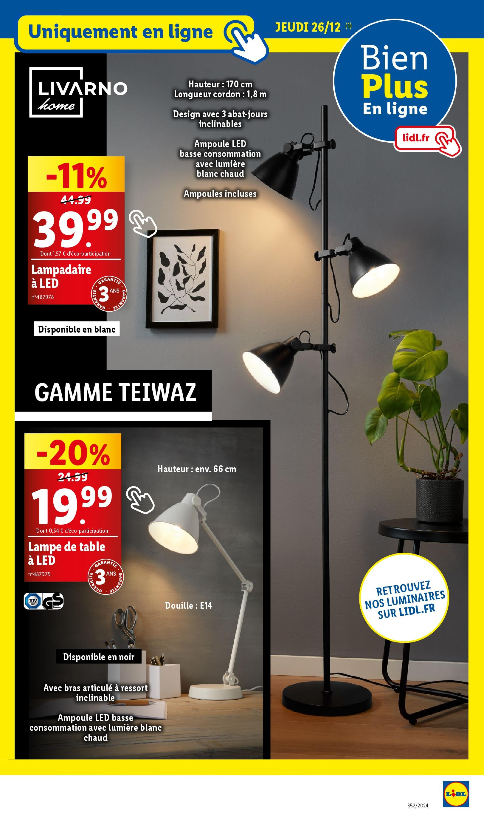 Catalogue LIDL du 22/12/2024 | Promo prospectus en ligne | Page: 37 | Produits: Lampadaire, Table, Lampe