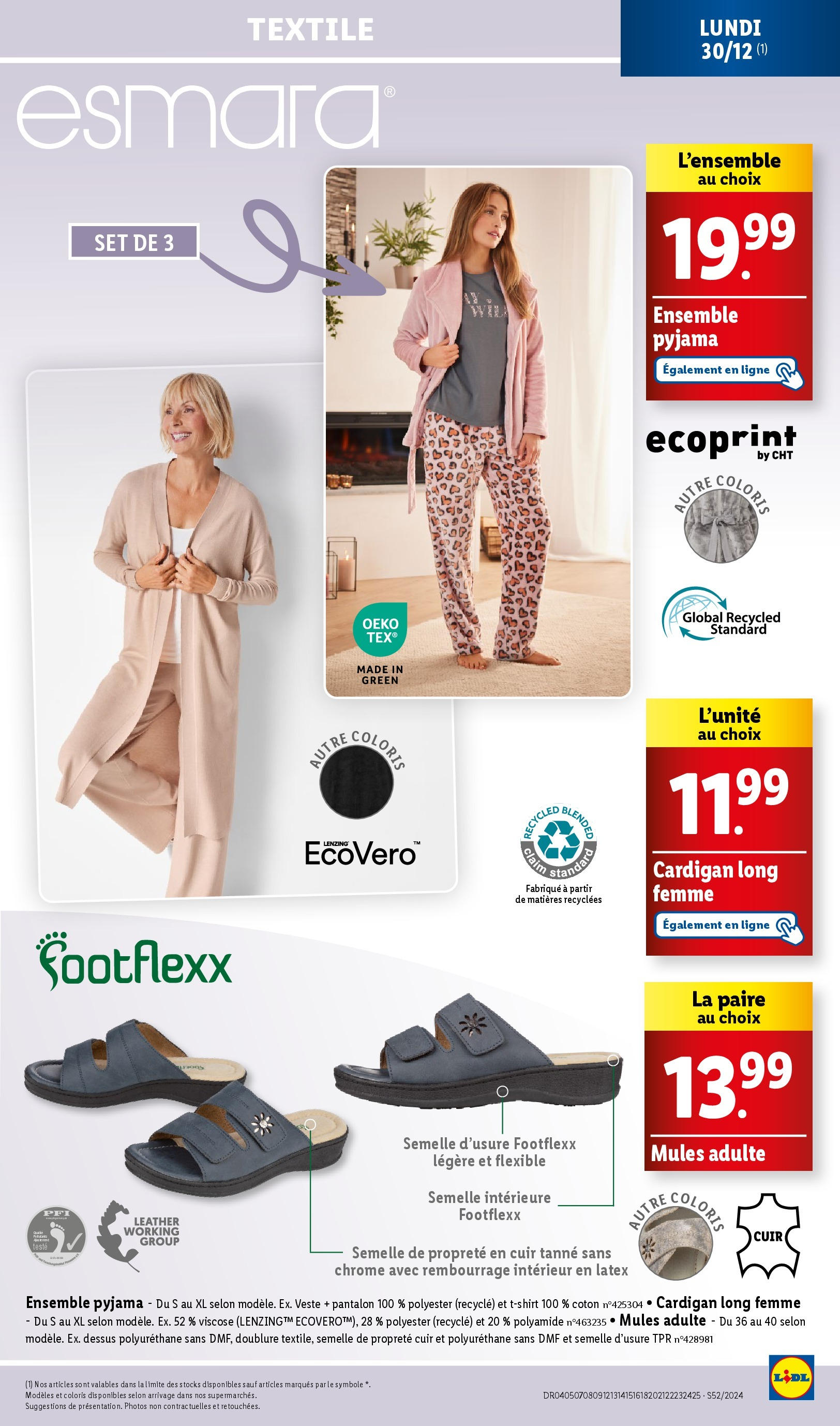 Catalogue LIDL du 25/12/2024 | Promo prospectus en ligne | Page: 61 | Produits: Coton, Veste, Pantalon, Pyjama